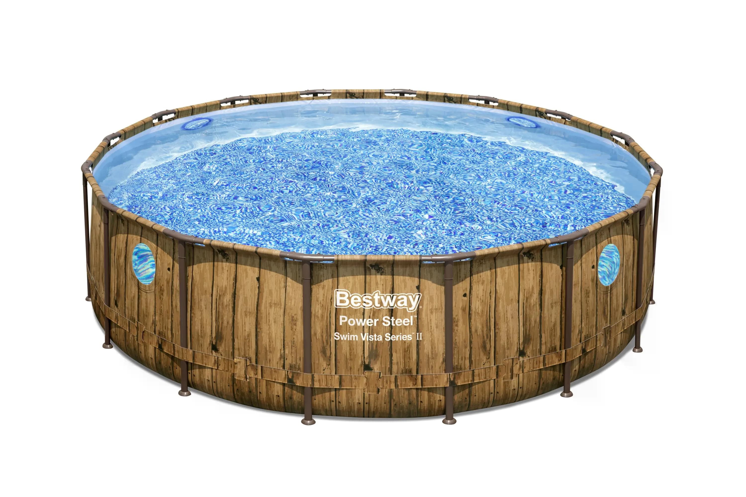 Frame Pool Komplettset Power Steel Swim Vista Series II, rund, Holzoptik, 488 x 122 cm 56725_22 Frame Pool Komplettset Power Steel Swim Vista Series II, rund, Holzoptik, 488 x 122 cm 56725_22