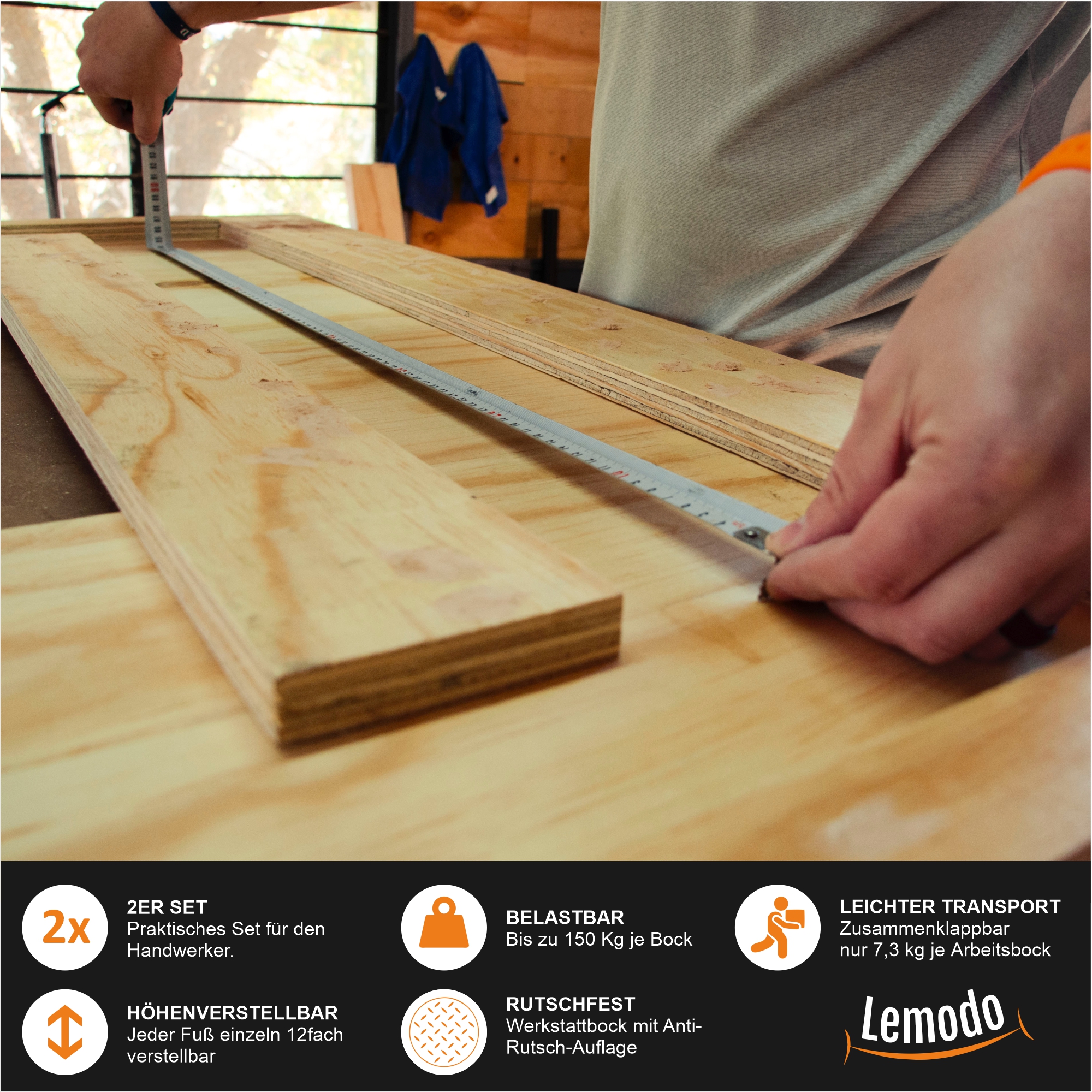 Arbeitsbock höhenverstellbar, Klappbock 2er Set mit Anti-Rutsch-Auflage YT003_2 Arbeitsbock höhenverstellbar, Klappbock 2er Set mit Anti-Rutsch-Auflage YT003_2