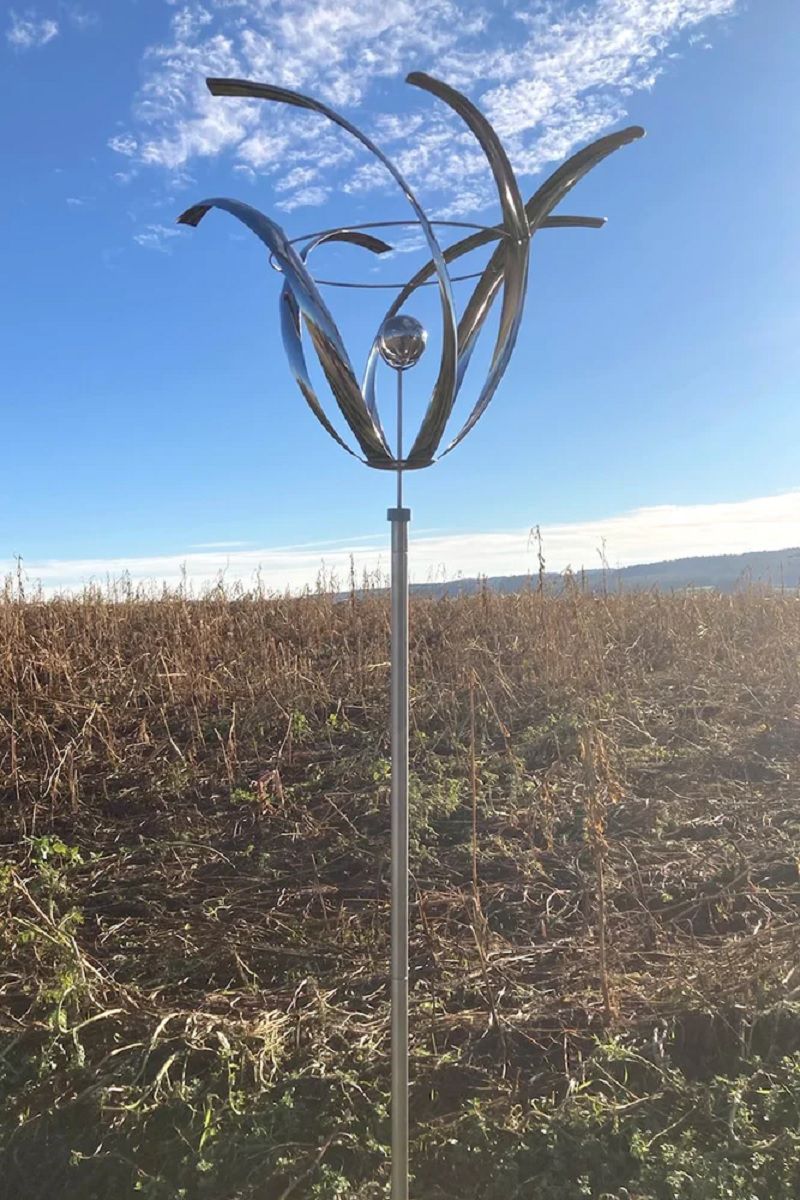 Edelstahl Windspiel Tulpe, Höhe ca. 165 cm, Windspinner OW2708 Edelstahl Windspiel Tulpe, Höhe ca. 165 cm, Windspinner OW2708