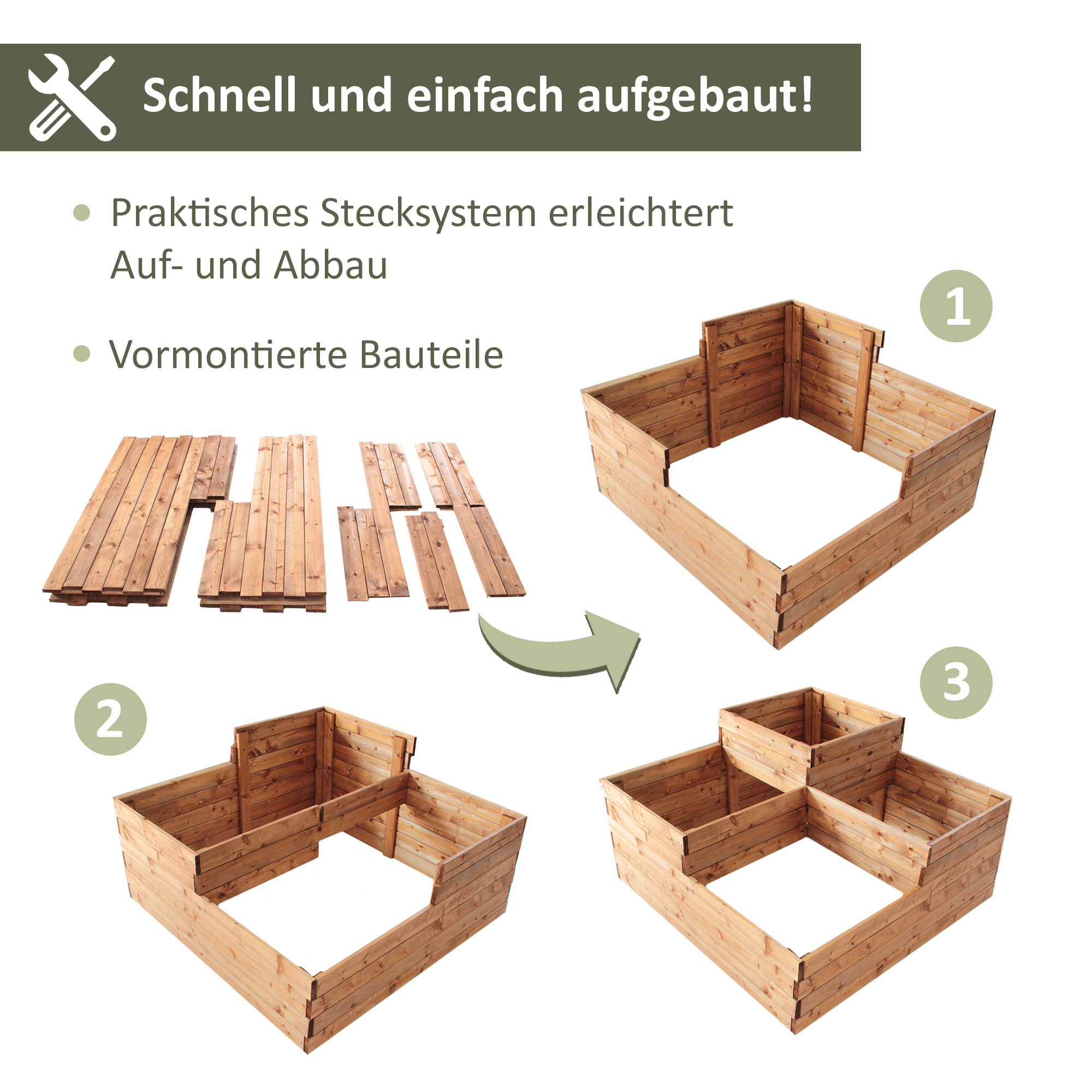 Pflanzkasten mit 4 Pflanzzonen, Blumentreppe mit 3 Stufen, Hochbeet 90 x 90 cm (L x B) NA043_B Pflanzkasten mit 4 Pflanzzonen, Blumentreppe mit 3 Stufen, Hochbeet 90 x 90 cm (L x B) NA043_B
