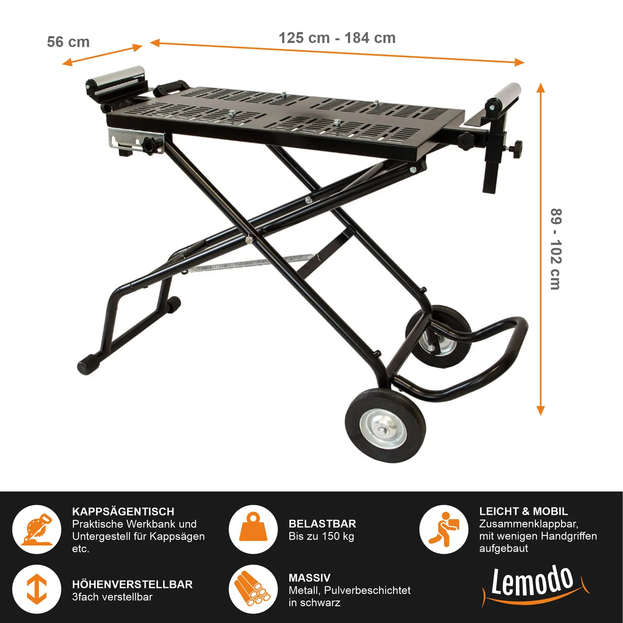 Klappbare Werkbank, Untergestell für Kappsägen, mobiler Arbeitstisch YT015 Klappbare Werkbank, Untergestell für Kappsägen, mobiler Arbeitstisch YT015