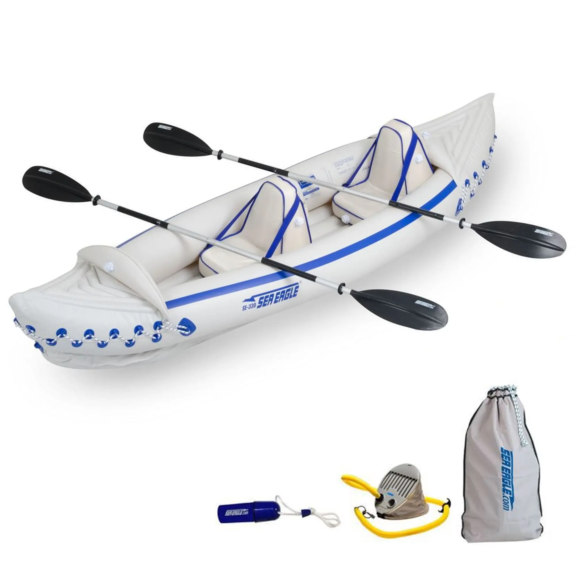 Aufblasbares Kajak für 2 Personen, Angelkajak Sea Eagle, Kajak Set für Einsteiger SE370K-P