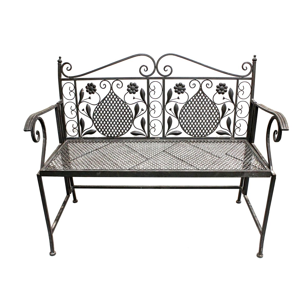 antike Eisenbank, Zweisitzer, Parkbank aus Metall, Sitzbank LEX-MC4310 antike Eisenbank, Zweisitzer, Parkbank aus Metall, Sitzbank LEX-MC4310