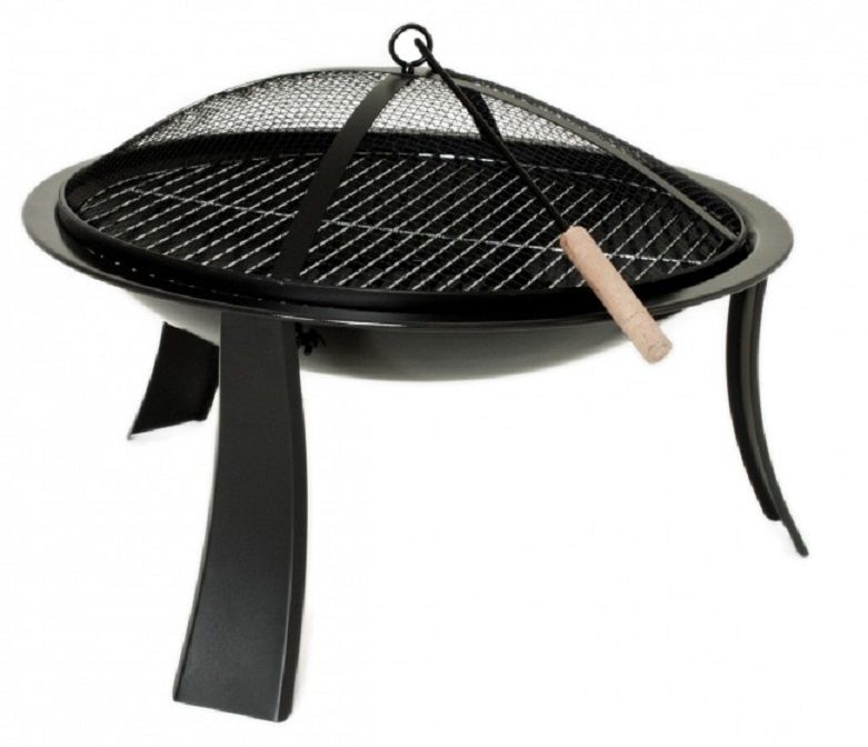 Feuerschale mit Deckel gegen Funkenflug, Stahl, schwarz HI-504457