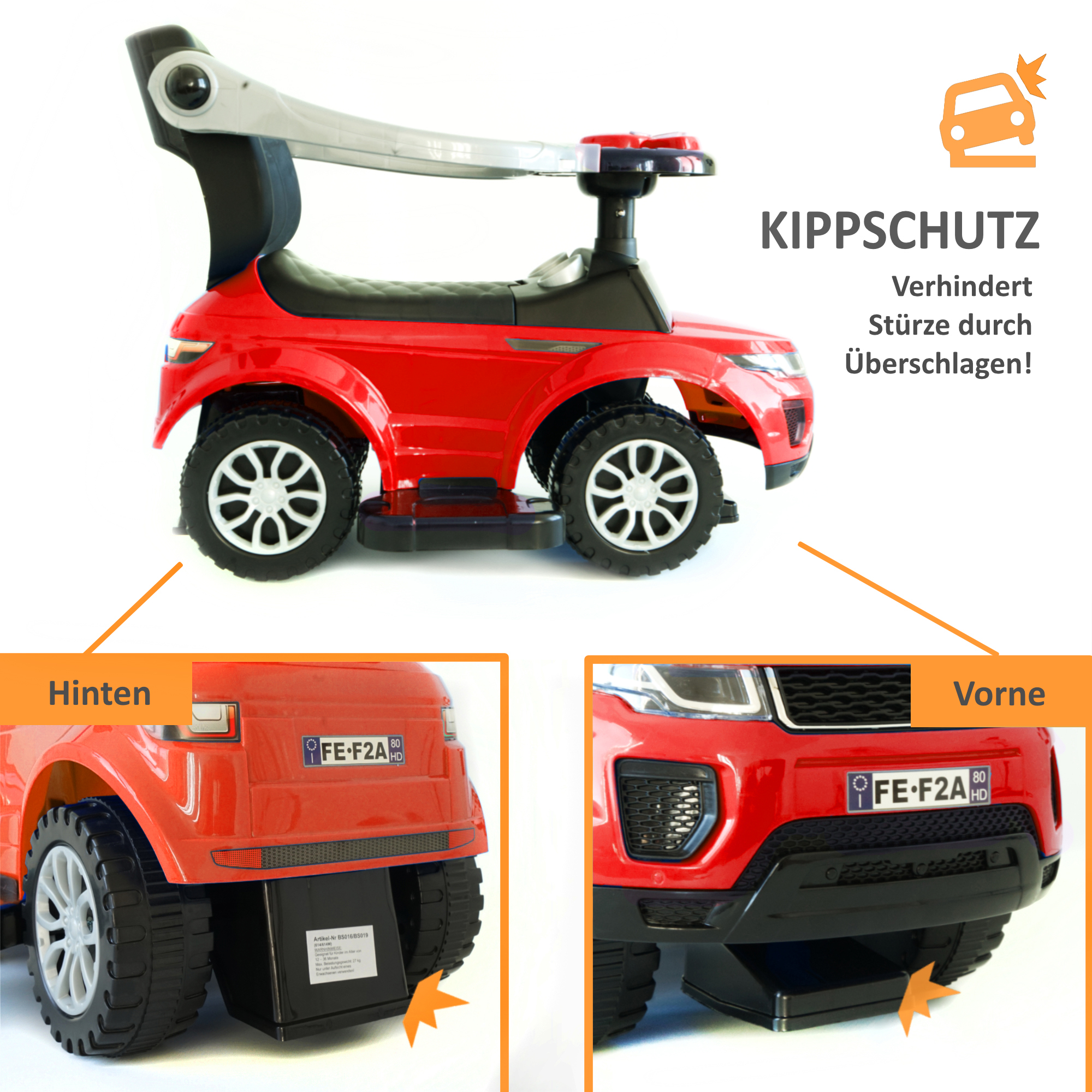 Rutschauto in rot mit Schiebestange, Rutschfahrzeug ab 1 Jahr, Rutscherfahrzeug mit Sicherheitsbügel BS016 Rutschauto in rot mit Schiebestange, Rutschfahrzeug ab 1 Jahr, Rutscherfahrzeug mit Sicherheitsbügel BS016