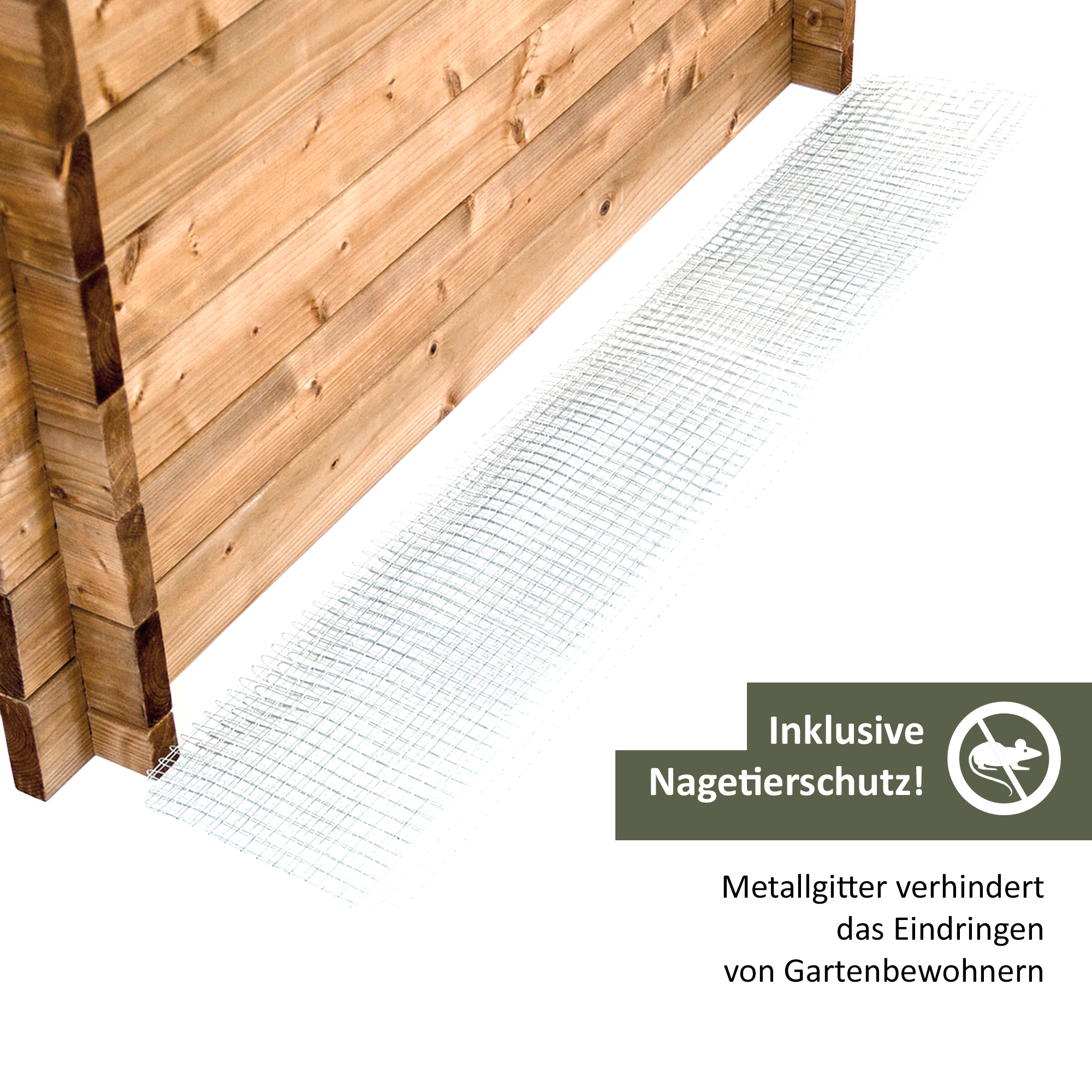 Massives Hochbeet aus Holz, 145 cm lang, Frühbeet als Set mit Noppenfolie und Nagerschutzgitter NA112_B Massives Hochbeet aus Holz, 145 cm lang, Frühbeet als Set mit Noppenfolie und Nagerschutzgitter NA112_B