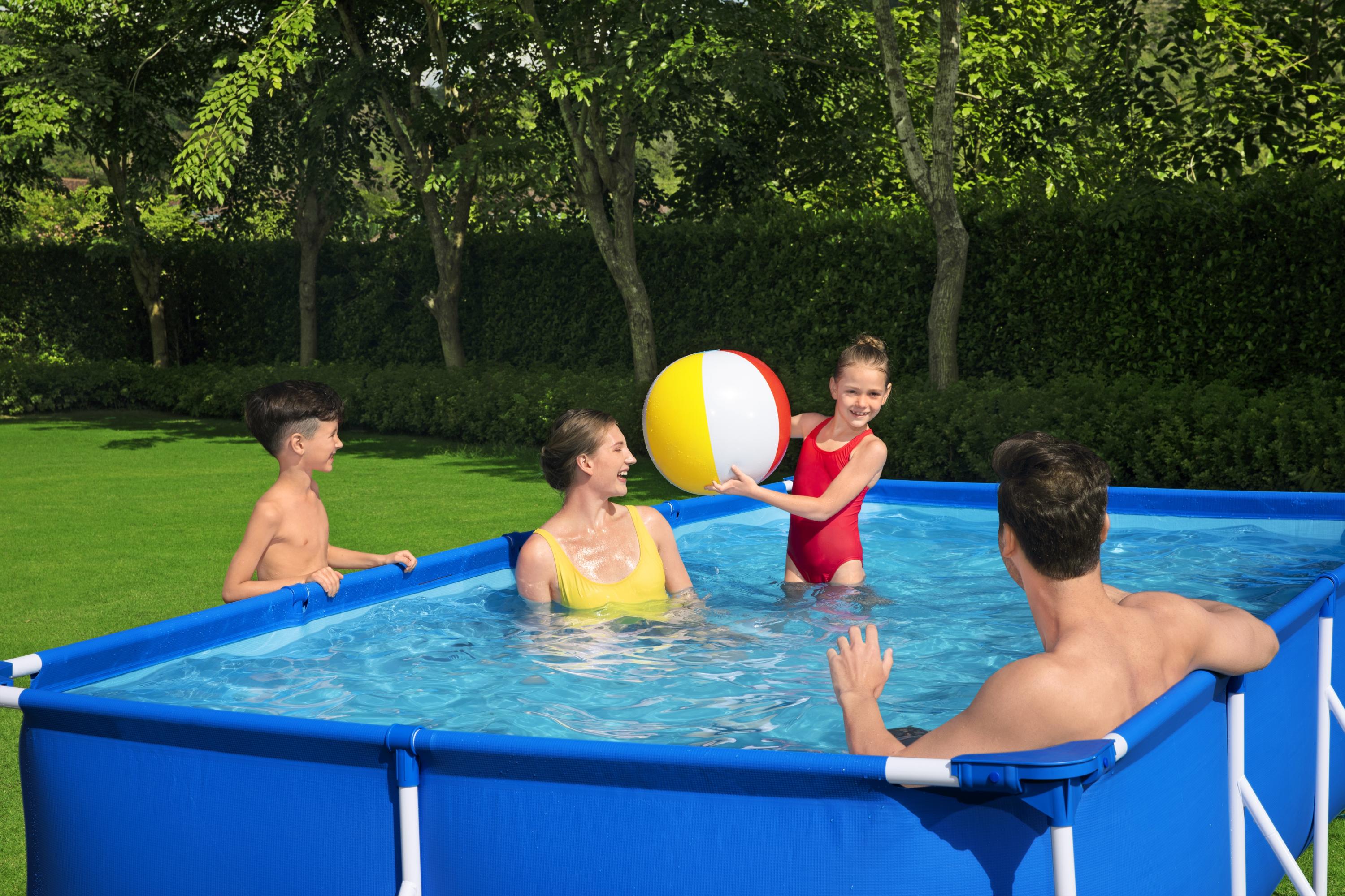 Steel Pro Bestway Frame Pool Set mit Poolpumpe 400 x 211 x 81 cm , dunkelblau, eckig 56424_22 Steel Pro Bestway Frame Pool Set mit Poolpumpe 400 x 211 x 81 cm , dunkelblau, eckig 56424_22