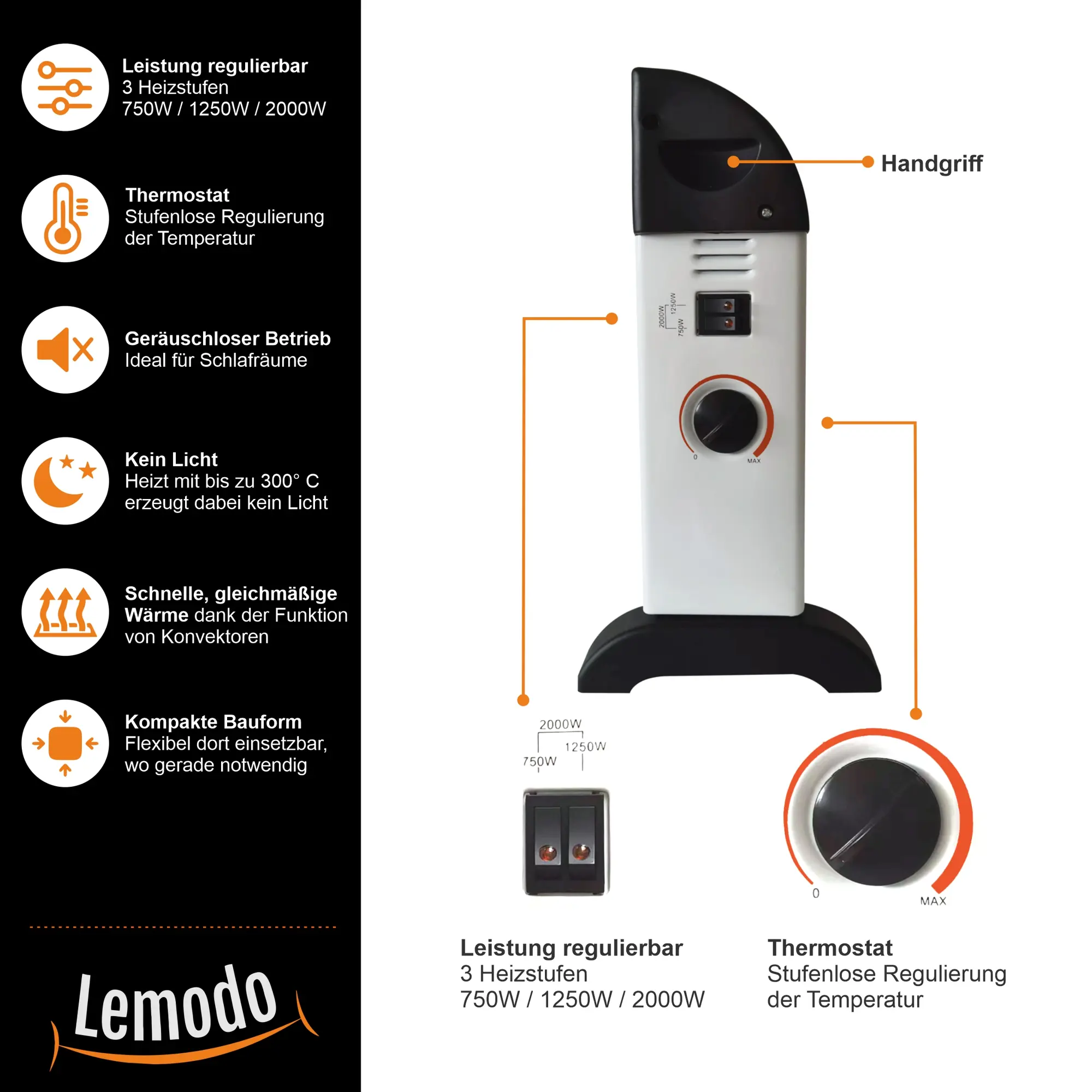 Elektroheizung mit 3 Leistungsstufen, mobiler und effizienter Elektroheizkörper NA131 Elektroheizung mit 3 Leistungsstufen, mobiler und effizienter Elektroheizkörper NA131