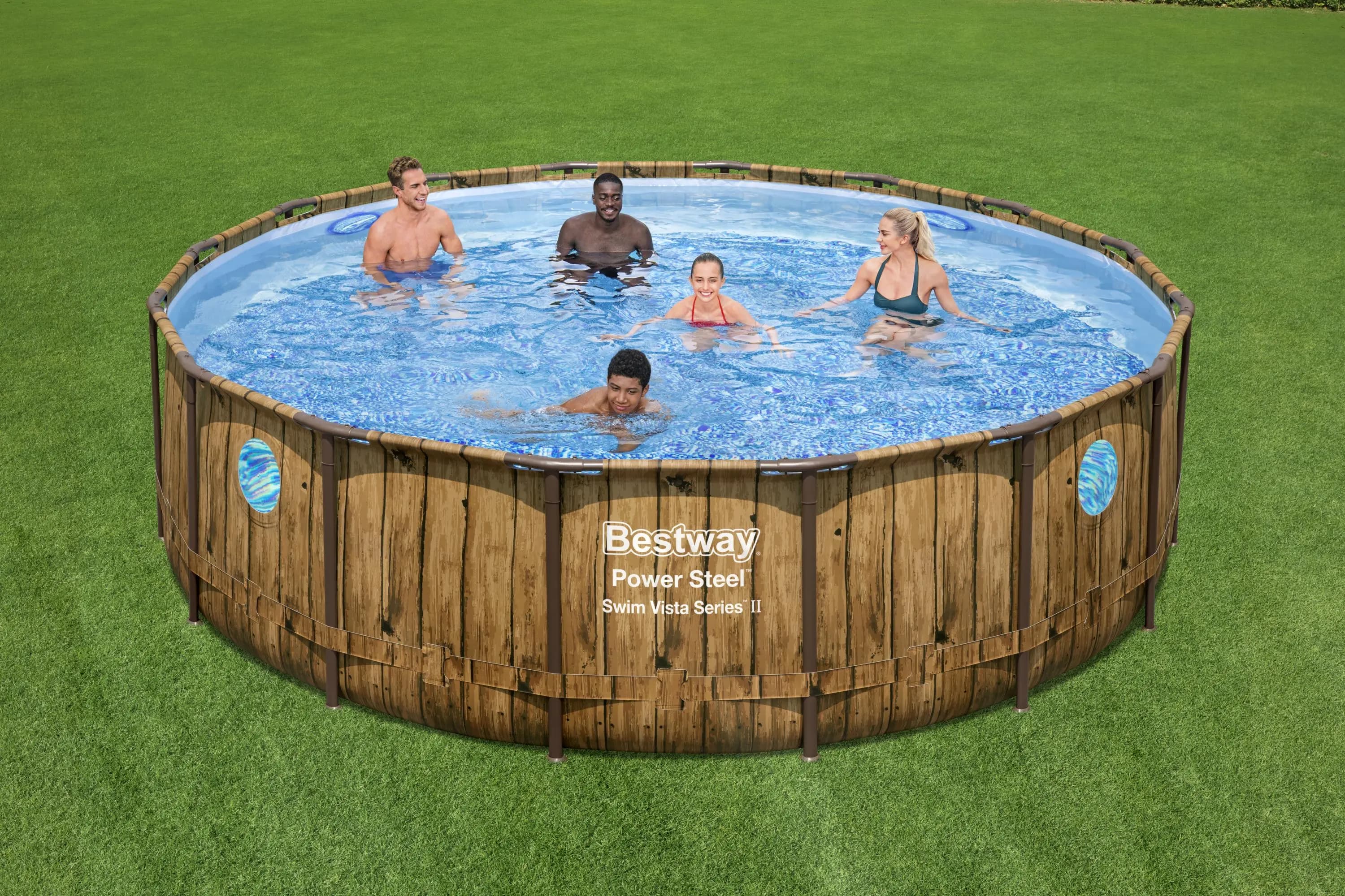 Frame Pool Komplettset Power Steel Swim Vista Series II, rund, Holzoptik, 488 x 122 cm 56725_22 Frame Pool Komplettset Power Steel Swim Vista Series II, rund, Holzoptik, 488 x 122 cm 56725_22