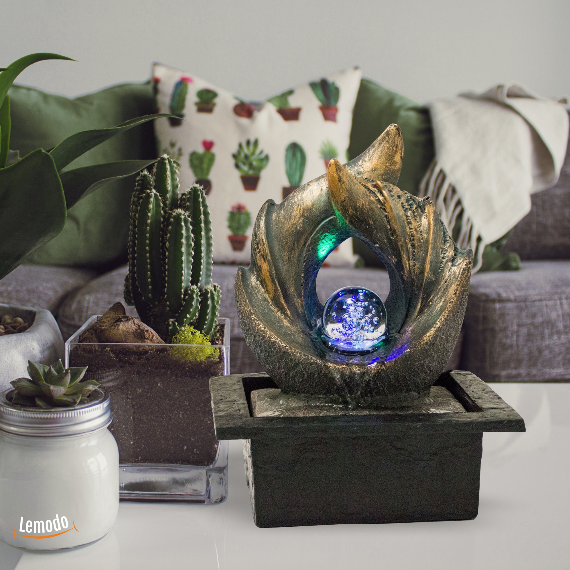 Zimmerbrunnen Elements mit LED-Beleuchtung, Feng Shui Dekobrunnen für Wohnung und Büro NA095 Zimmerbrunnen Elements mit LED-Beleuchtung, Feng Shui Dekobrunnen für Wohnung und Büro NA095