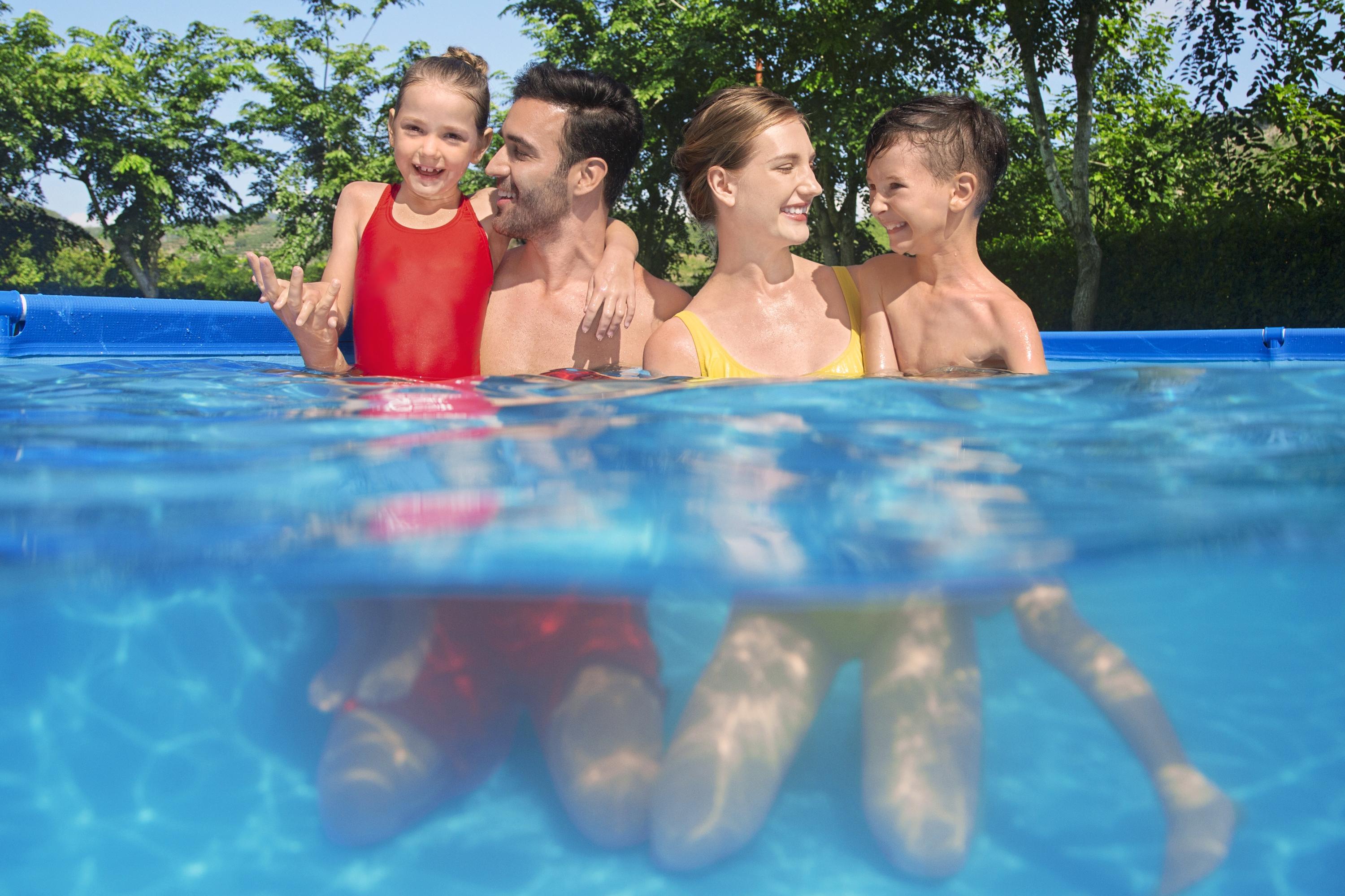 Steel Pro Bestway Frame Pool Set mit Poolpumpe 400 x 211 x 81 cm , dunkelblau, eckig 56424_22 Steel Pro Bestway Frame Pool Set mit Poolpumpe 400 x 211 x 81 cm , dunkelblau, eckig 56424_22