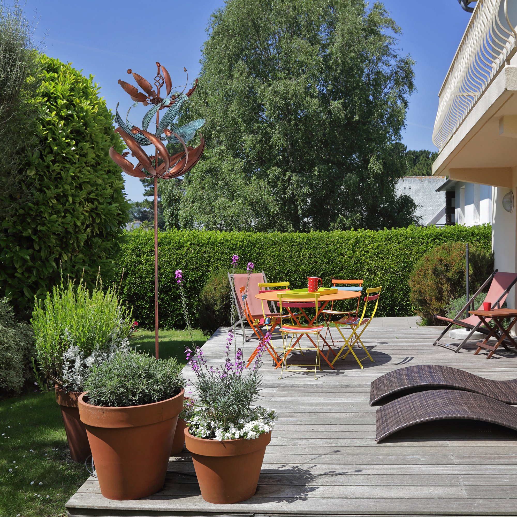 Windrad mit 3 gegenläufigen Rotoren, bronze, Gartendeko, 221 cm hoch NA200 Windrad mit 3 gegenläufigen Rotoren, bronze, Gartendeko, 221 cm hoch NA200