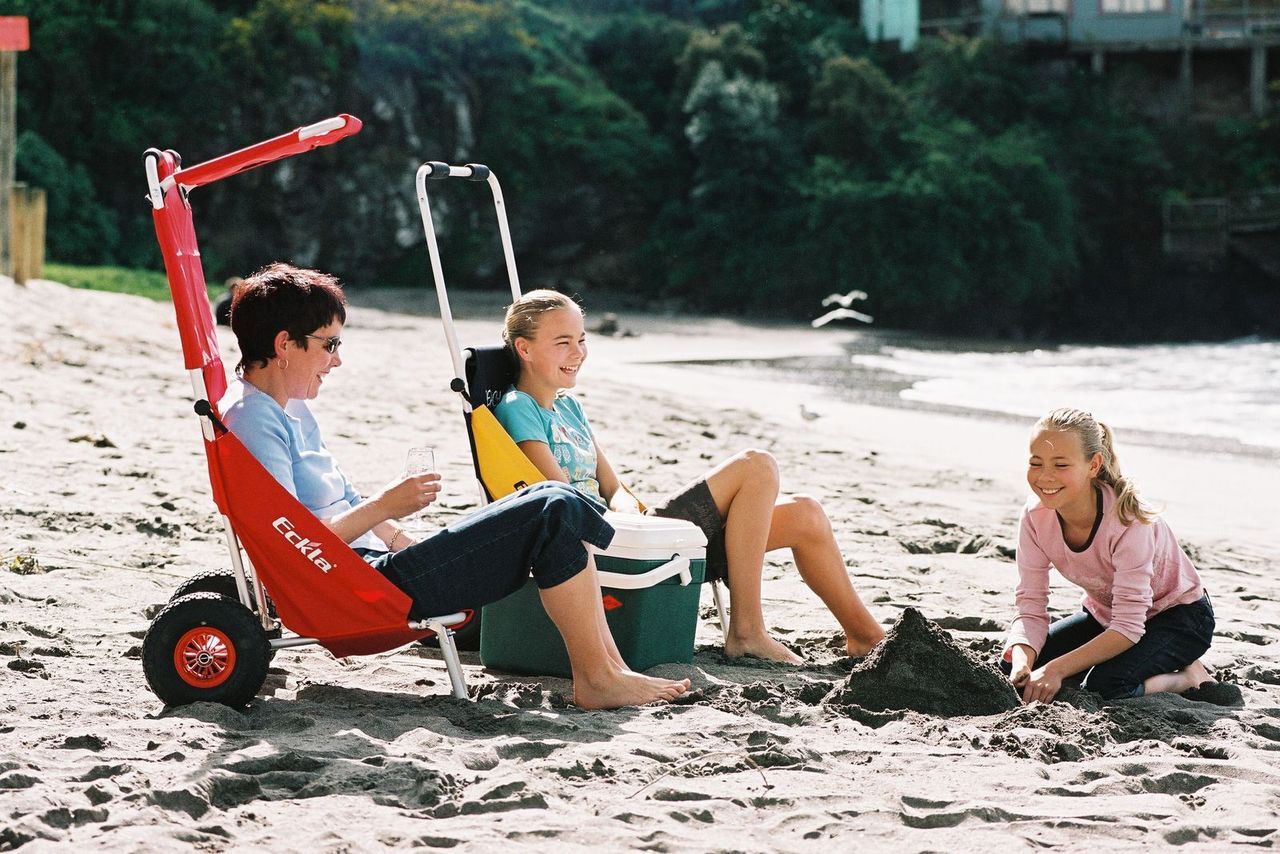 Eckla Beach Rolly in Blau Luftbereift, mit Sonnendach 77712