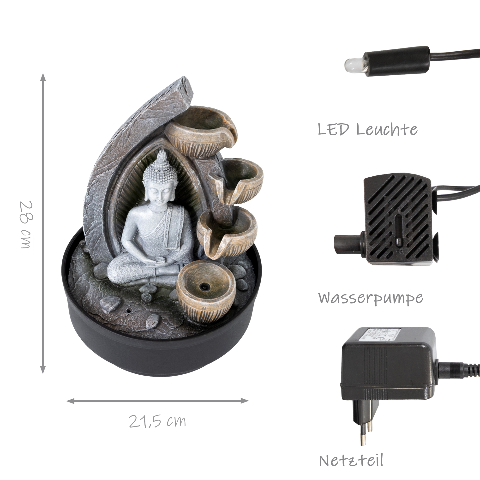 Zimmerbrunnen mit LED-Beleuchtung, Dekobrunnen “Buddha Dhyana” für die Wohnung NA191 Zimmerbrunnen mit LED-Beleuchtung, Dekobrunnen “Buddha Dhyana” für die Wohnung NA191