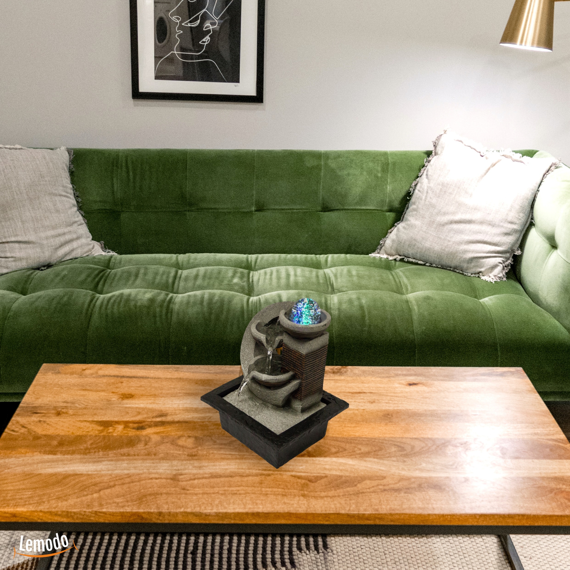 Zimmerbrunnen Kaskaden mit LED-Beleuchtung, 2 Becken, Dekobrunnen für die Wohnung, moderner Zierbrunnen NA094 Zimmerbrunnen Kaskaden mit LED-Beleuchtung, 2 Becken, Dekobrunnen für die Wohnung, moderner Zierbrunnen NA094