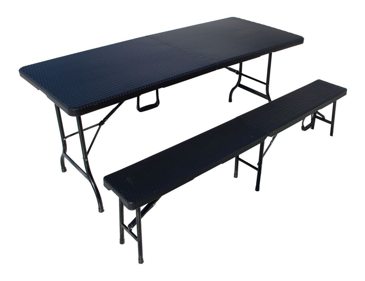 Sitzgarnitur, Rattan-Optik, 1 Tisch + 2 Bänke Bierzeltgarnitur TB001_SET Sitzgarnitur, Rattan-Optik, 1 Tisch + 2 Bänke Bierzeltgarnitur TB001_SET