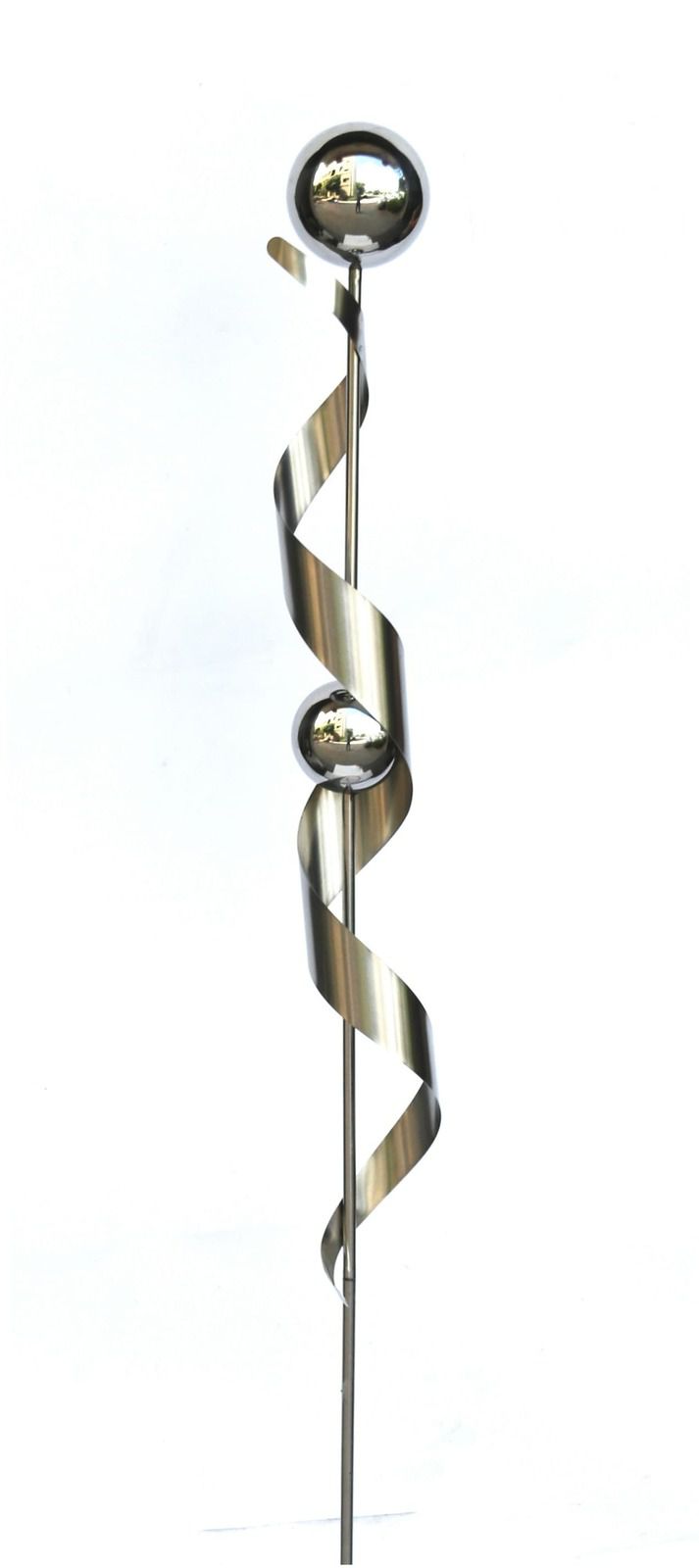 Gartenstecker mit 2 Kugeln, Spiralenform, Edelstahl HI-507190
