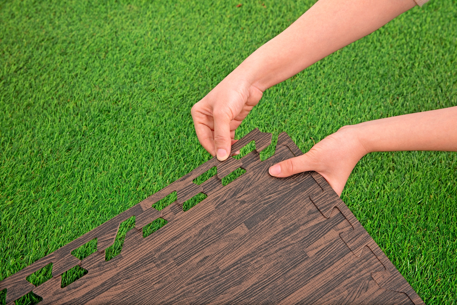 Pool-Bodenschutzfliesen Set 9 Stück á 50 x 50 cm, Palisander (Holz-Optik) 58712_24