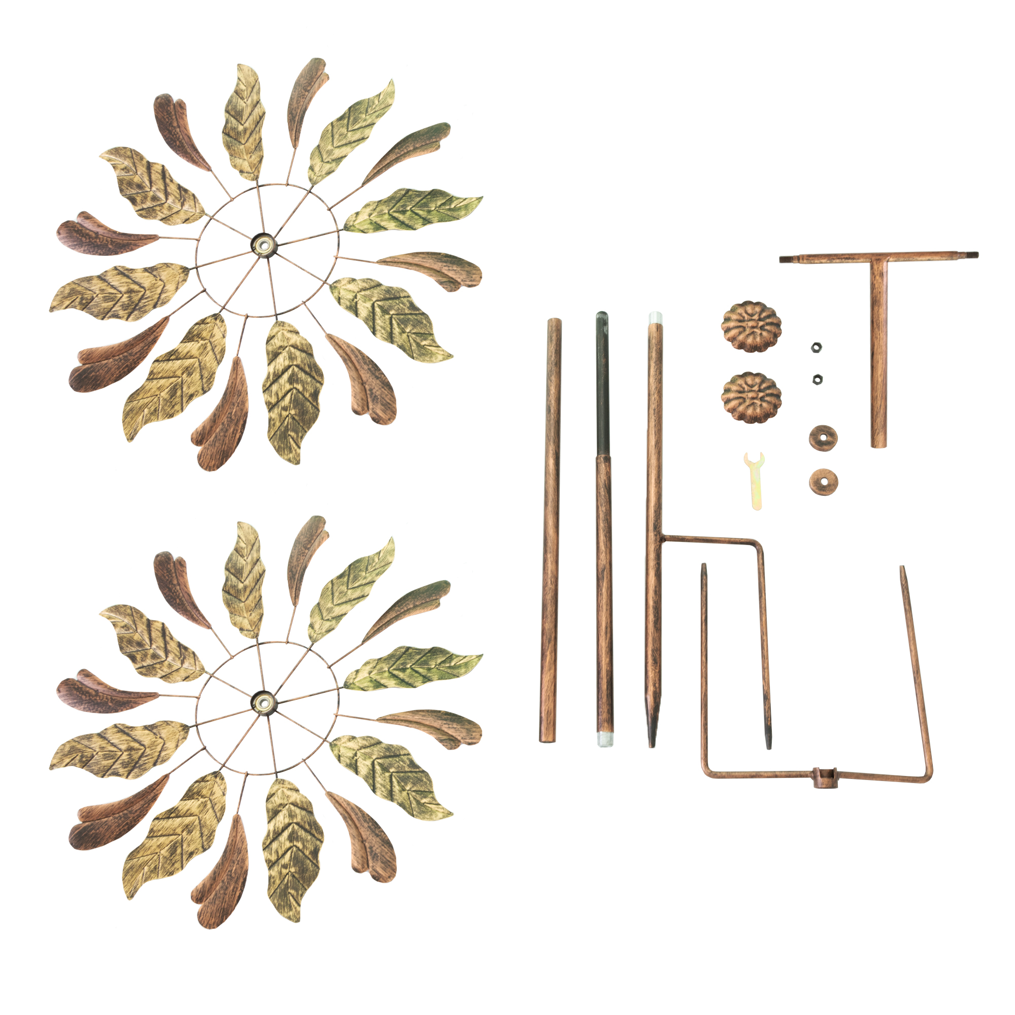 Windrad “Leaves” mit 2 gegenläufigen Propellern, Gartendeko, 213 cm hoch NA184