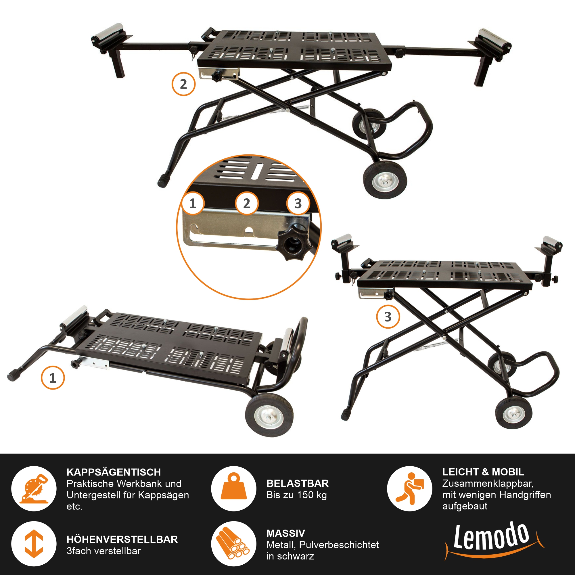 Klappbare Werkbank, Untergestell für Kappsägen, mobiler Arbeitstisch YT015 Klappbare Werkbank, Untergestell für Kappsägen, mobiler Arbeitstisch YT015