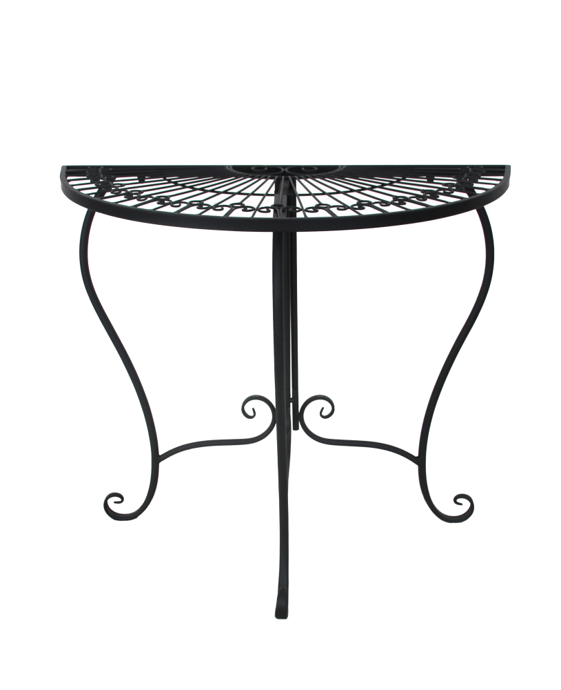 Halbrunder Metalltisch, Wandtisch, Balkontisch, Gartentisch, Beistelltisch, schwarz HI-950311 Halbrunder Metalltisch, Wandtisch, Balkontisch, Gartentisch, Beistelltisch, schwarz HI-950311