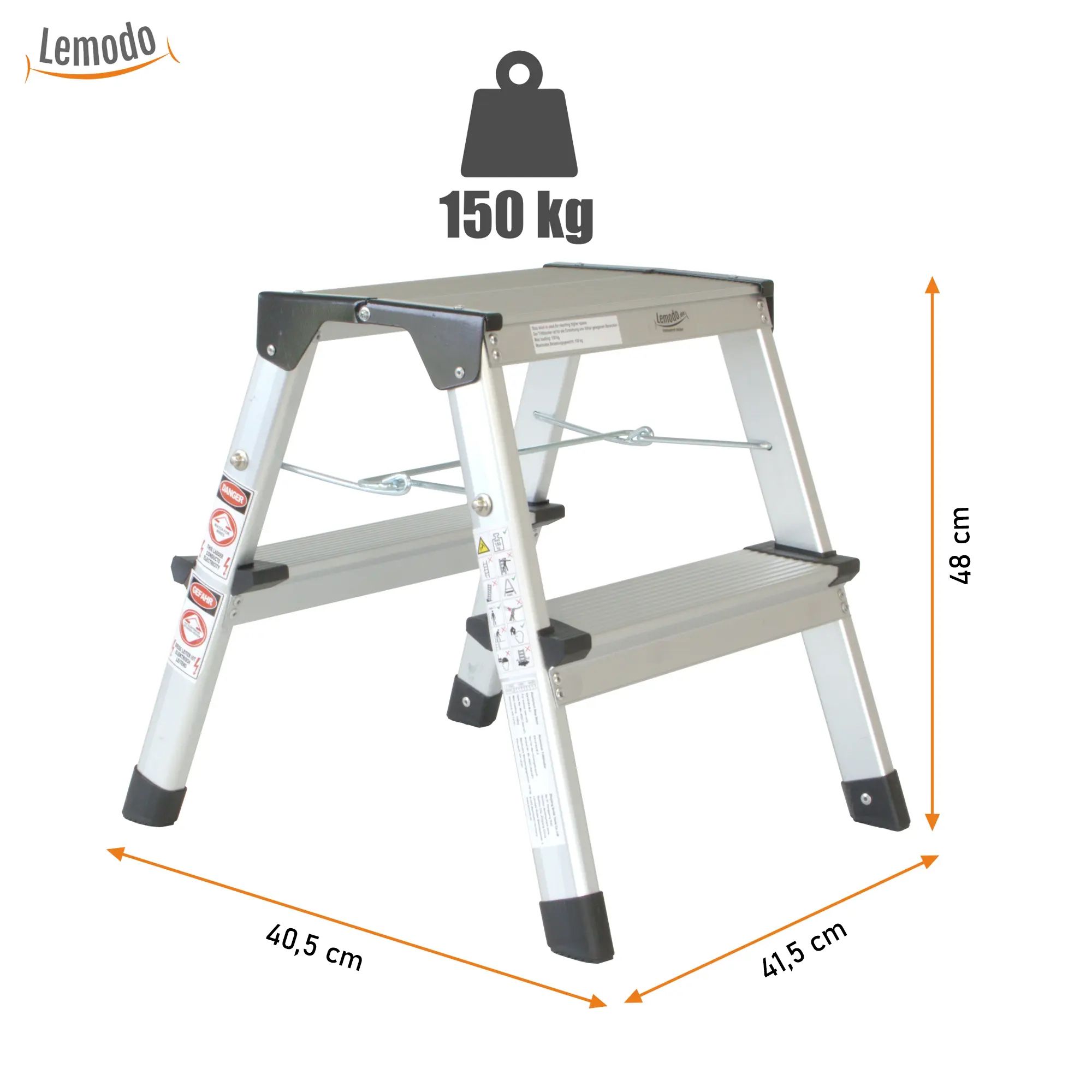 Klappbare Leiter 2 Stufen, Trittleiter aus Aluminium, Treppenleiter bis 150kg belastbar NA147 Klappbare Leiter 2 Stufen, Trittleiter aus Aluminium, Treppenleiter bis 150kg belastbar NA147