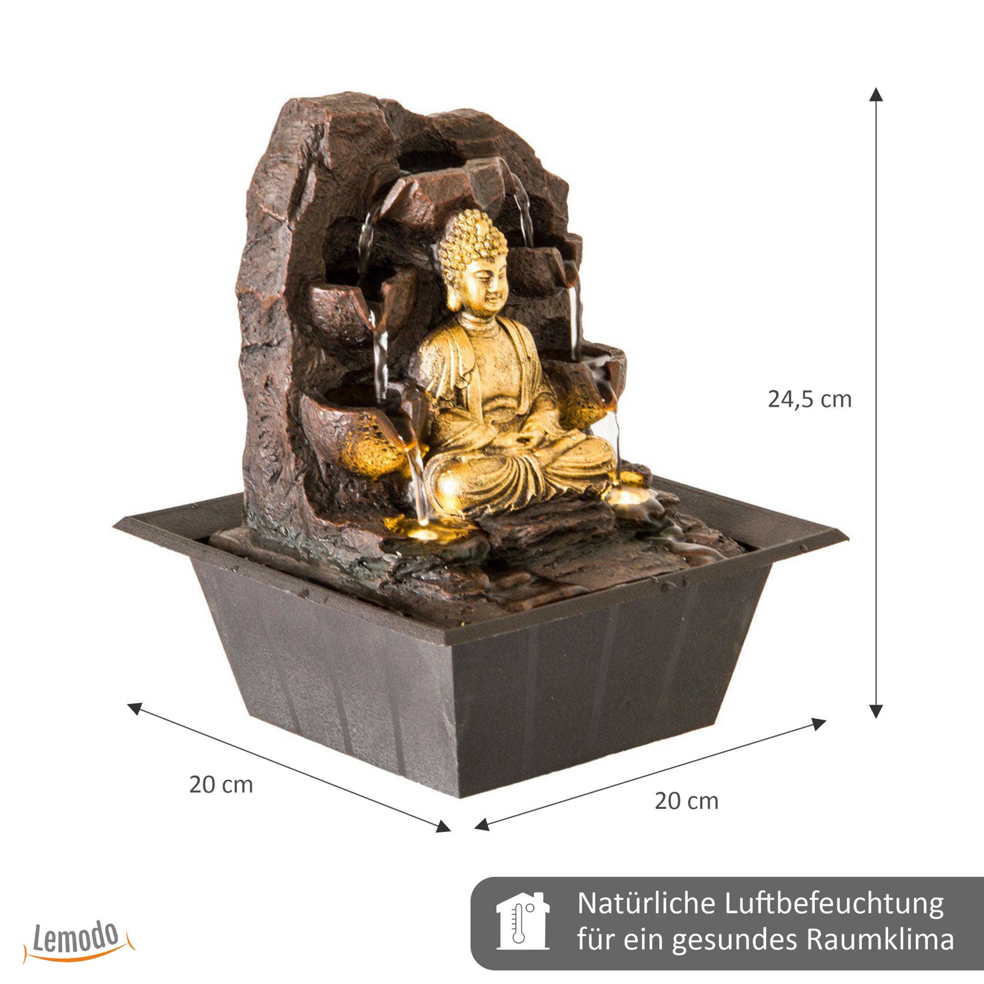 Zimmerbrunnen Buddha mit LED-Beleuchtung, Dekobrunnen für die Wohnung, Motiv Dhyana NA008 Zimmerbrunnen Buddha mit LED-Beleuchtung, Dekobrunnen für die Wohnung, Motiv Dhyana NA008