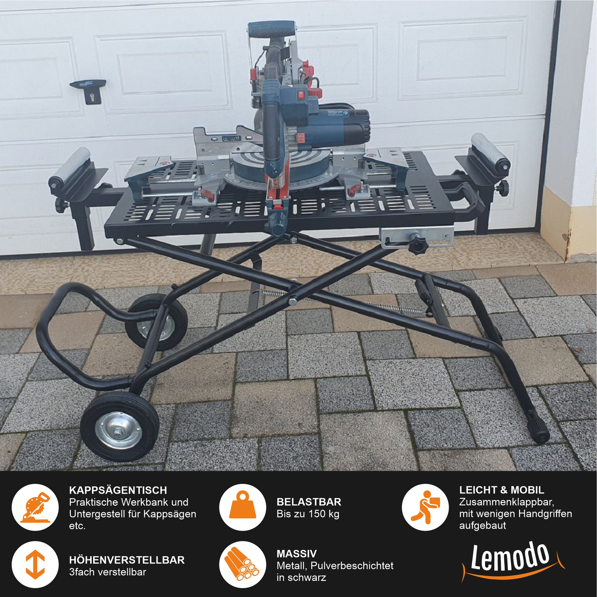 Klappbare Werkbank, Untergestell für Kappsägen, mobiler Arbeitstisch YT015 Klappbare Werkbank, Untergestell für Kappsägen, mobiler Arbeitstisch YT015