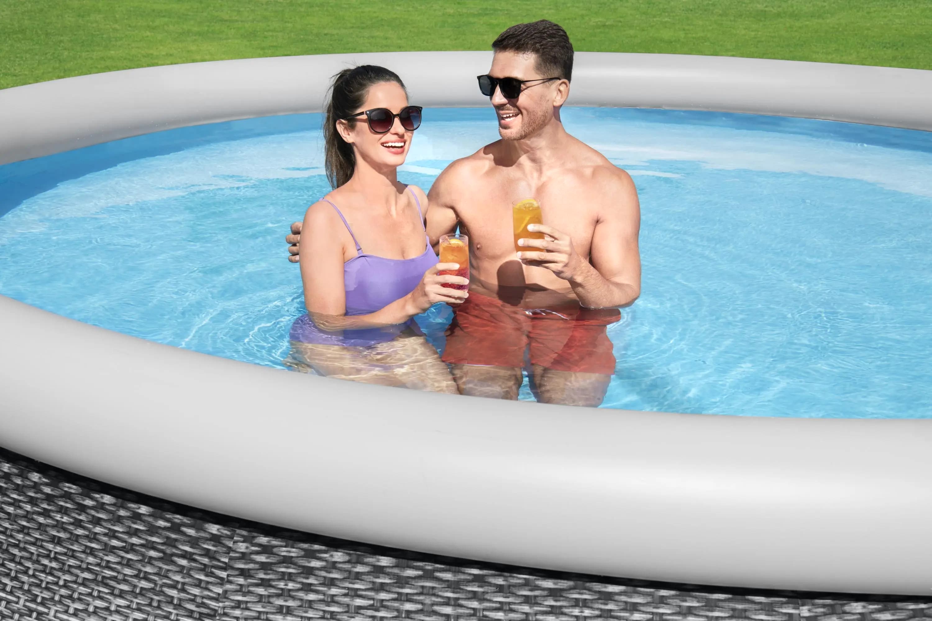 Fast Set™ Aufstellpool-Set mit Filterpumpe Ø 457 x 84 cm, Rattan-Optik (Schiefergrau), rund 57313_22