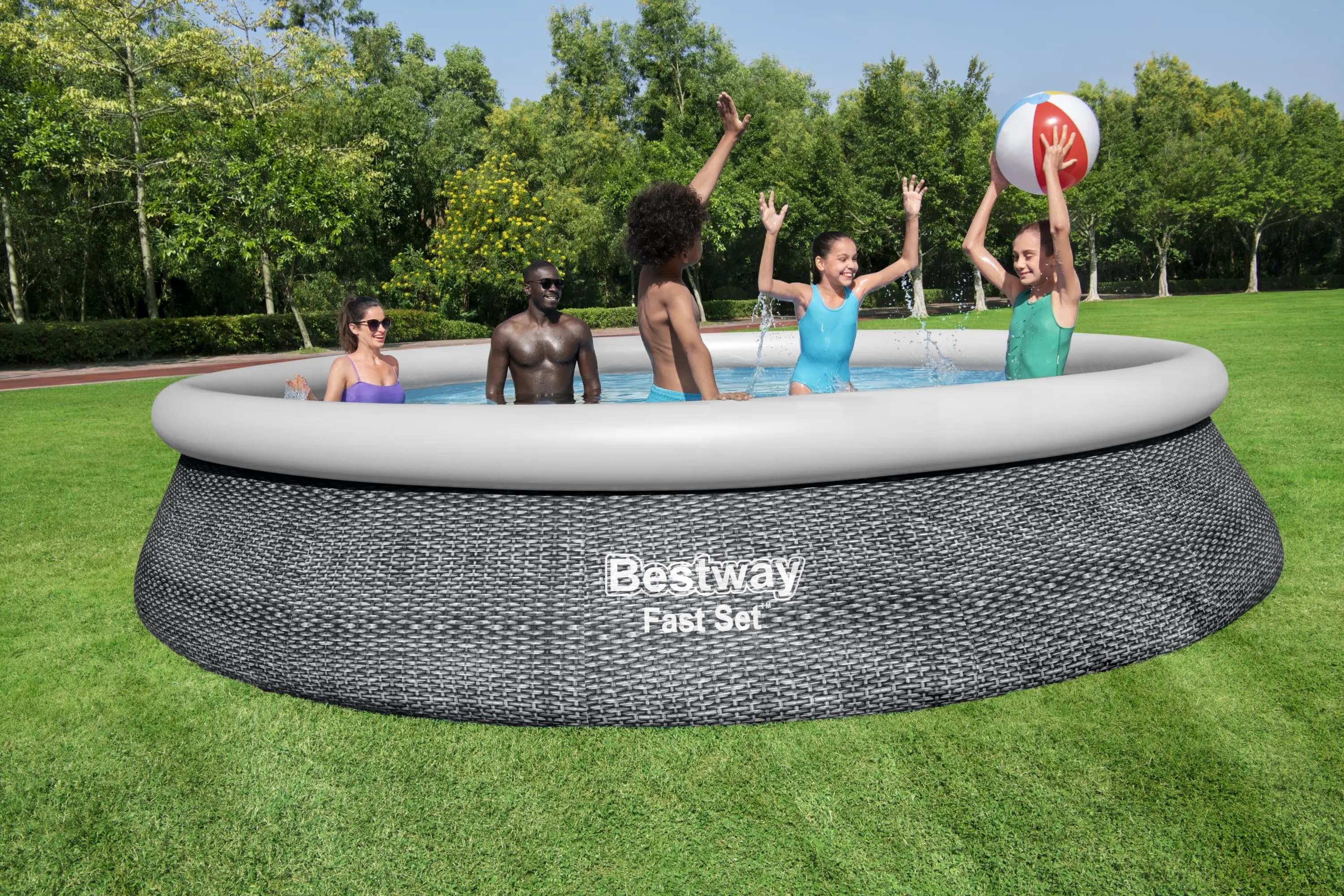 Fast Set™ Aufstellpool-Set mit Filterpumpe Ø 457 x 84 cm, Rattan-Optik (Schiefergrau), rund 57313_22