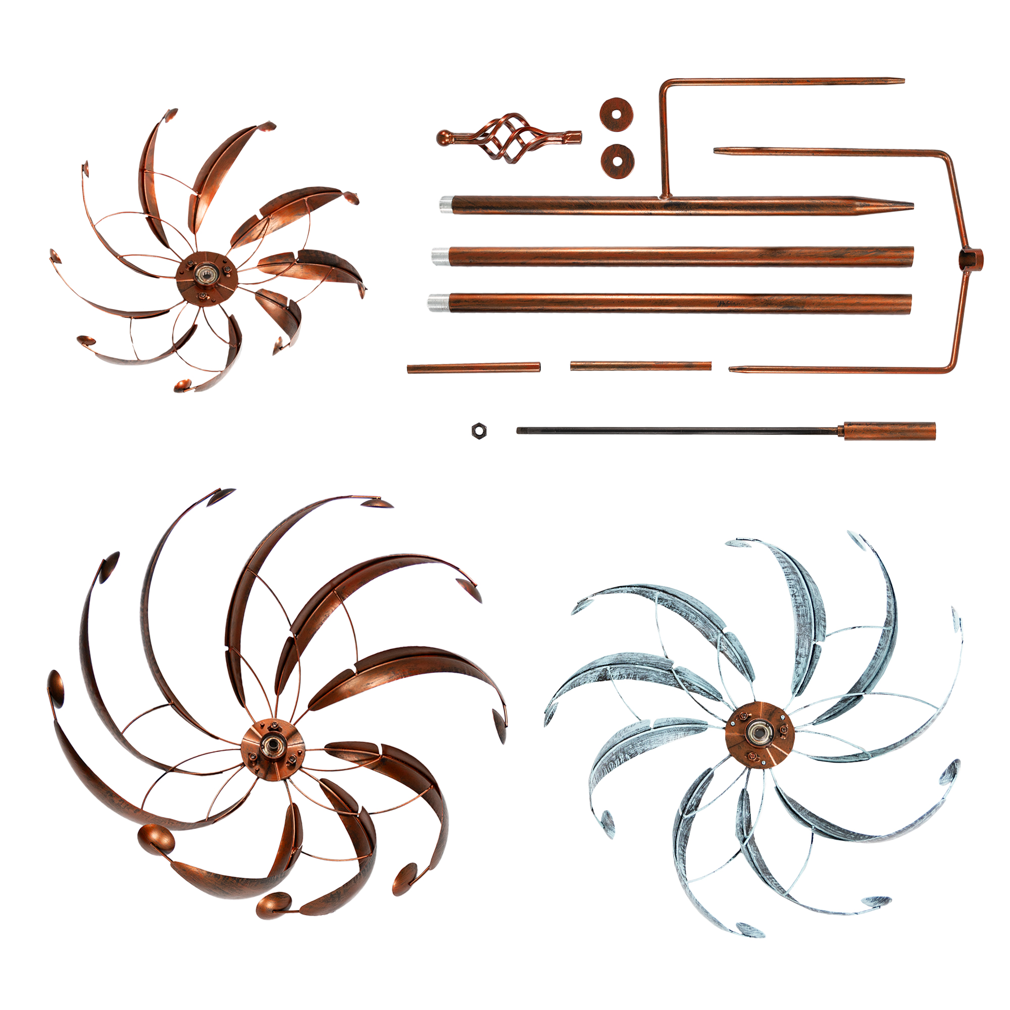 Windrad mit 3 gegenläufigen Rotoren, bronze, Gartendeko, 221 cm hoch NA200 Windrad mit 3 gegenläufigen Rotoren, bronze, Gartendeko, 221 cm hoch NA200