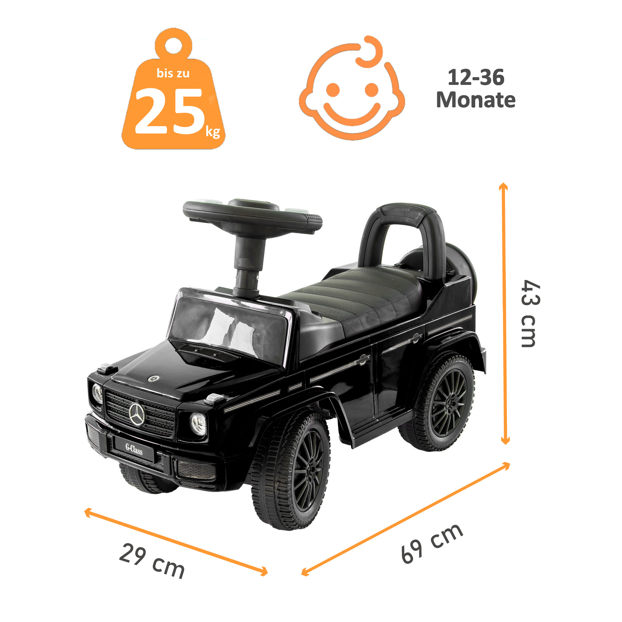 Rutscherauto Mercedes G350d in schwarz, Babyrutscher PT005_S Rutscherauto Mercedes G350d in schwarz, Babyrutscher PT005_S