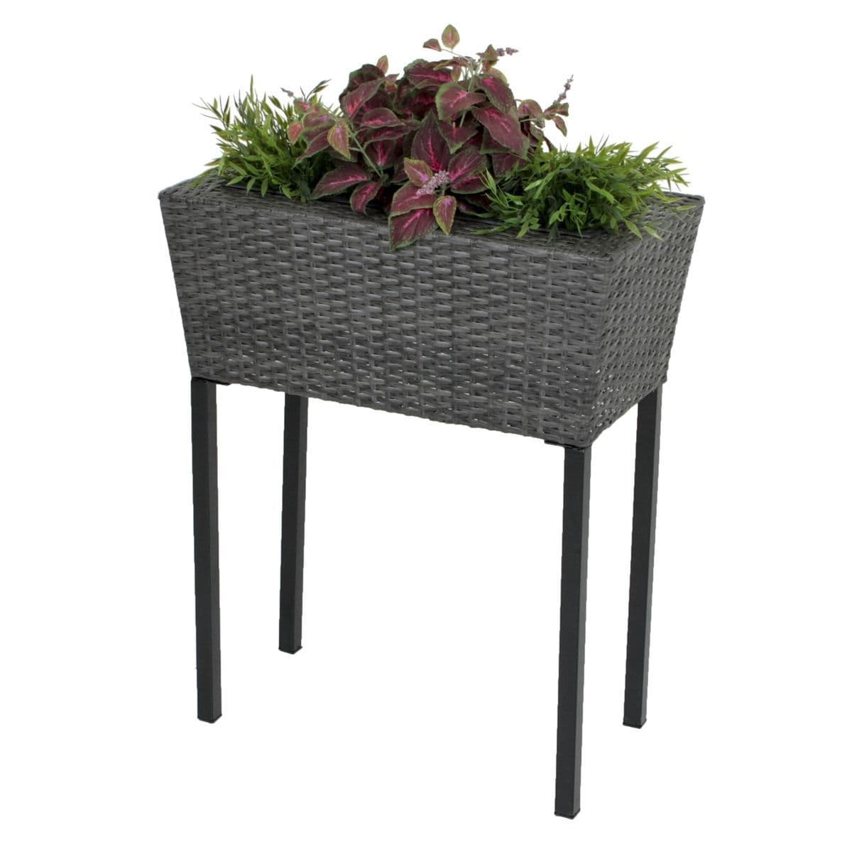Hochbeet, Rattan-Optik, 2er Set, Pflanzkasten HI-970293-2