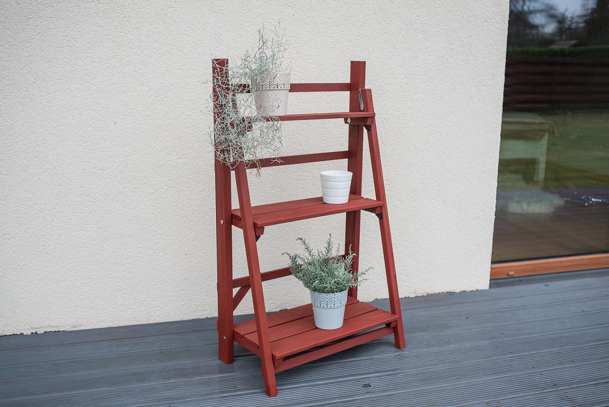 Regal aus Holz, klappbar, Pflanztreppe, Balkonregal NA051_R