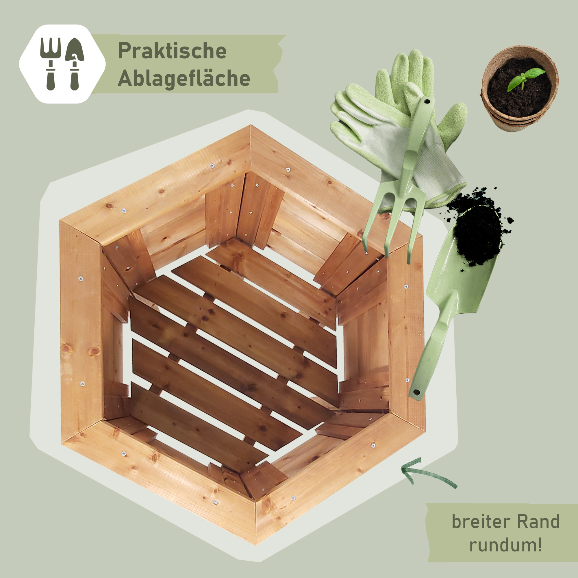 Pflanzkasten aus Holz 6eckig, 68cm hoch, Blumenkübel mit Füßen, Pflanzgefäß NA114_B Pflanzkasten aus Holz 6eckig, 68cm hoch, Blumenkübel mit Füßen, Pflanzgefäß NA114_B