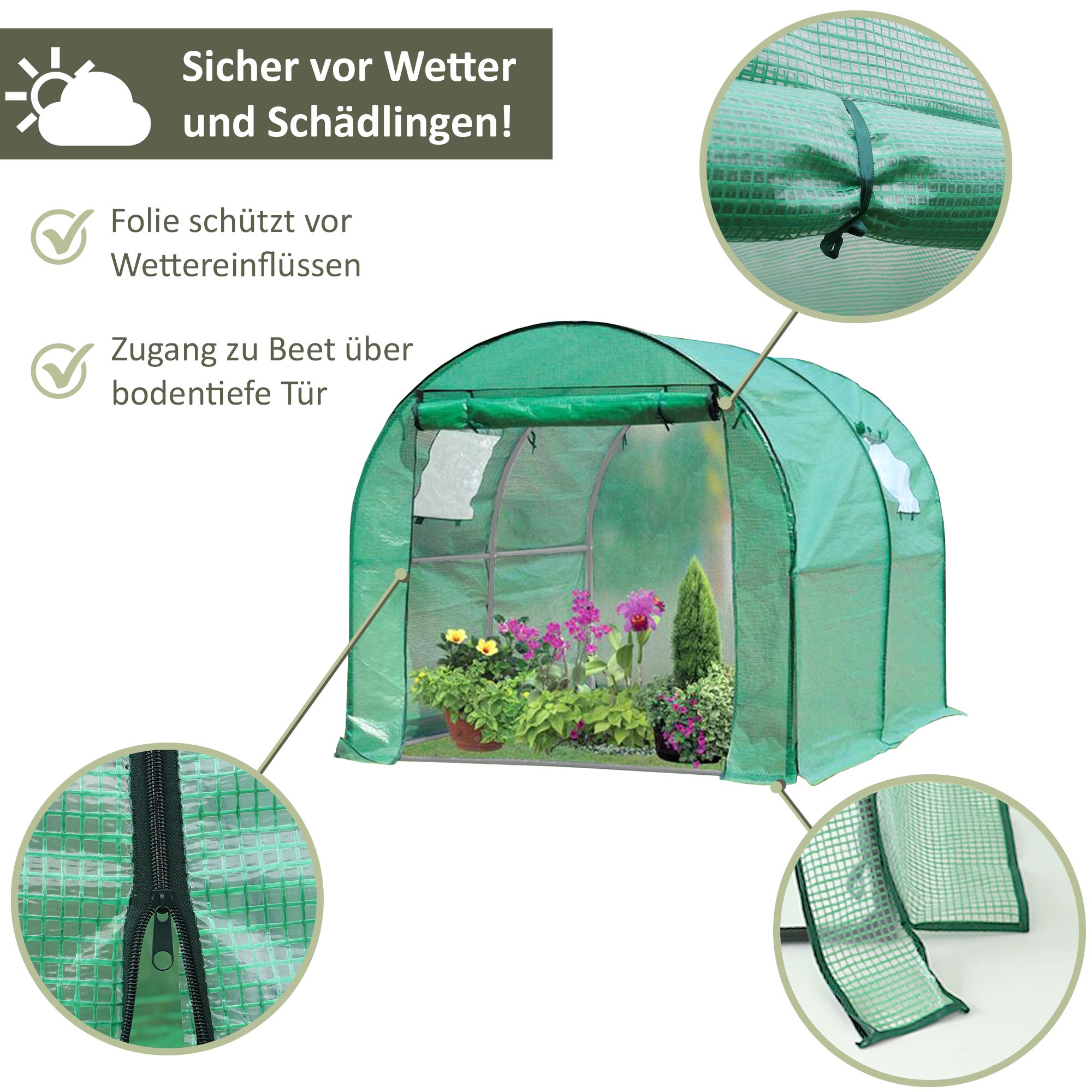 Robustes Foliengewächshaus mit 2 Fenstern, Gewächshaus 300 x 200 cm, 200 cm hoch NA207 Robustes Foliengewächshaus mit 2 Fenstern, Gewächshaus 300 x 200 cm, 200 cm hoch NA207