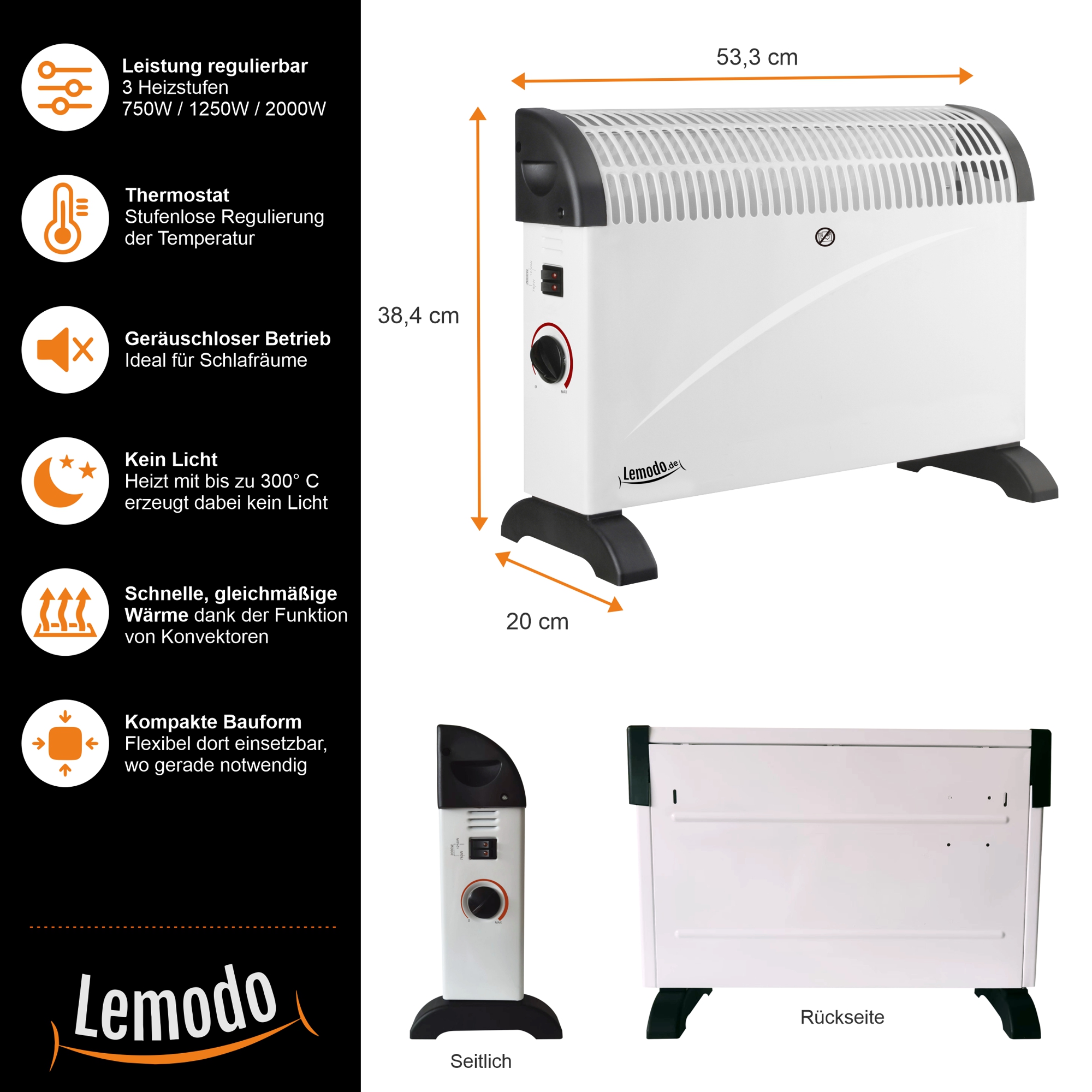 Elektroheizung mit 3 Leistungsstufen, mobiler und effizienter Elektroheizkörper NA131 Elektroheizung mit 3 Leistungsstufen, mobiler und effizienter Elektroheizkörper NA131