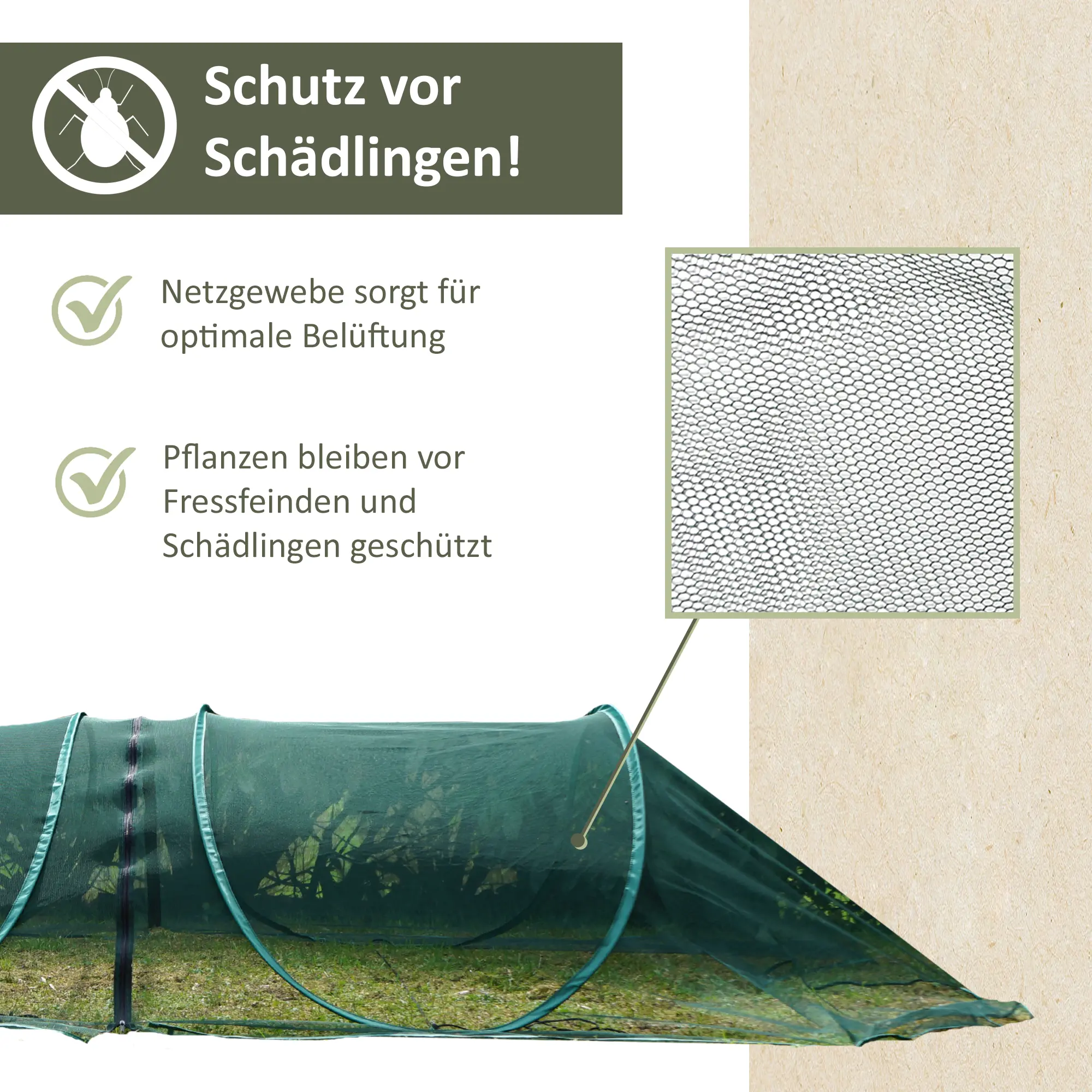 Erweiterung für Pflanztunnel aus grünem Netzmaterial, Gartentunnel, Vogelschutznetz NA168 Erweiterung für Pflanztunnel aus grünem Netzmaterial, Gartentunnel, Vogelschutznetz NA168