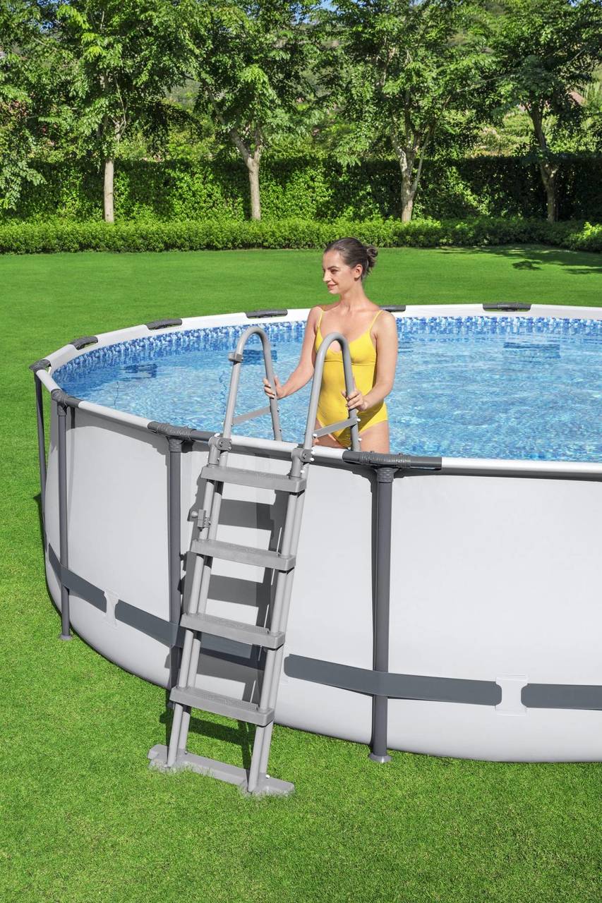 Steel Pro MAX Bestway Frame Pool Komplett-Set mit Filterpumpe Ø 366 x 122 cm, lichtgrau, rund 56420_22