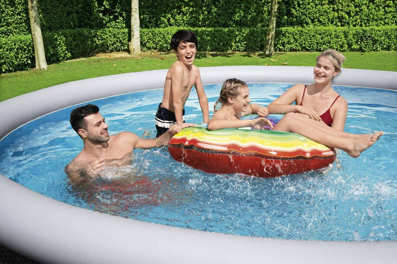 Fast Set™ Aufstellpool-Set mit Filterpumpe Ø 457 x 107 cm, Rattan-Optik (Schiefergrau), rund 57372_22 Fast Set™ Aufstellpool-Set mit Filterpumpe Ø 457 x 107 cm, Rattan-Optik (Schiefergrau), rund 57372_22