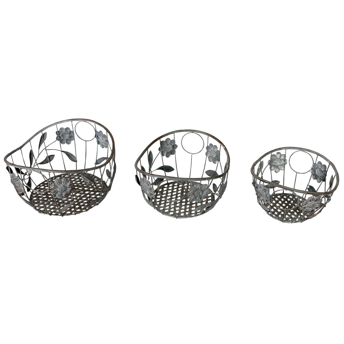 Metallkörbe 3er Set, antiker Korb, Obstkorb, Korbset Dekokorb LEX-MC4326