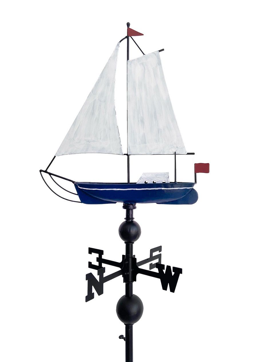 Windfahne mit Segelyacht, maritime Wetterfahne mit Bodenstecker, L-1042 L-1042 Windfahne mit Segelyacht, maritime Wetterfahne mit Bodenstecker, L-1042 L-1042