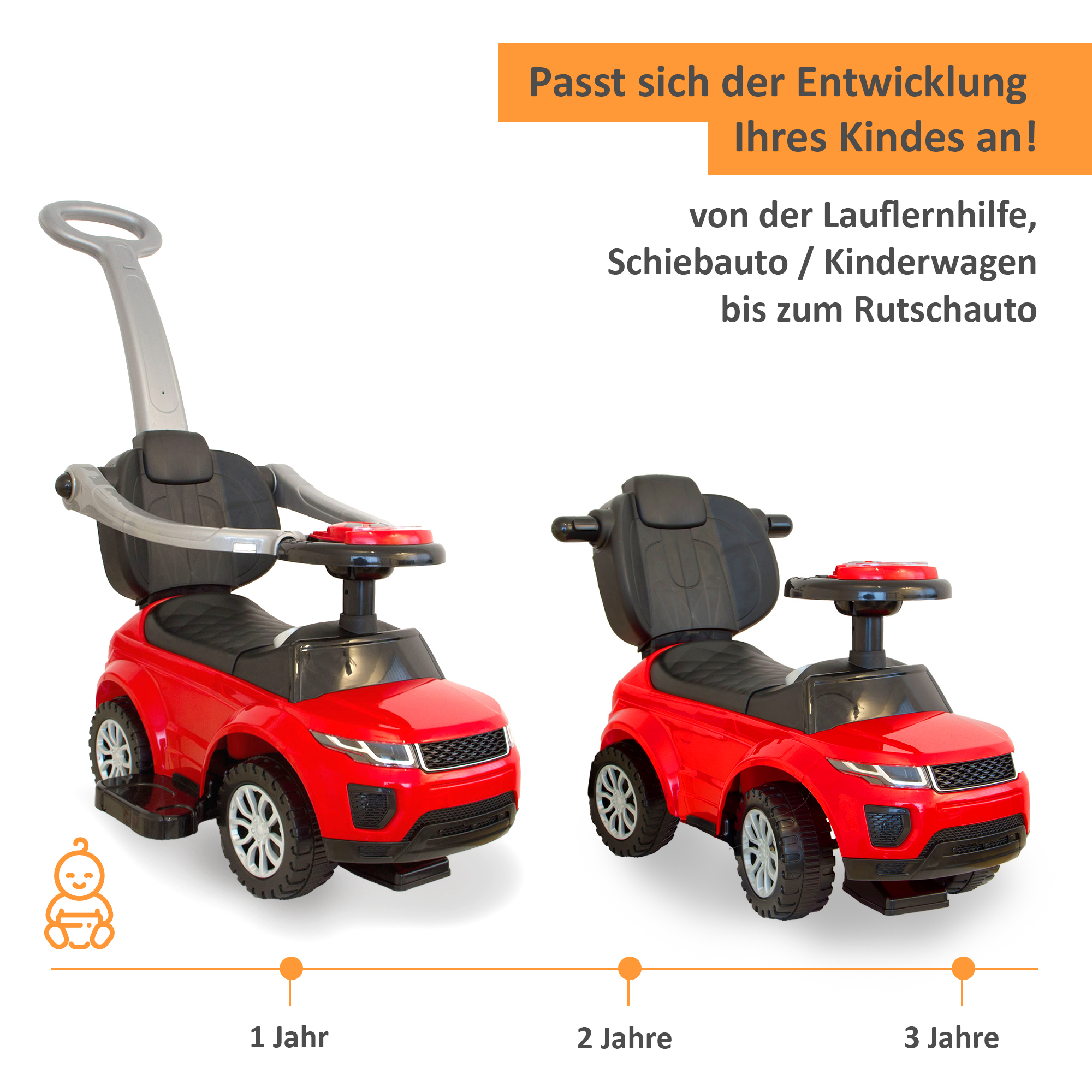 Rutschauto in rot mit Schiebestange, Rutschfahrzeug ab 1 Jahr, Rutscherfahrzeug mit Sicherheitsbügel BS016 Rutschauto in rot mit Schiebestange, Rutschfahrzeug ab 1 Jahr, Rutscherfahrzeug mit Sicherheitsbügel BS016