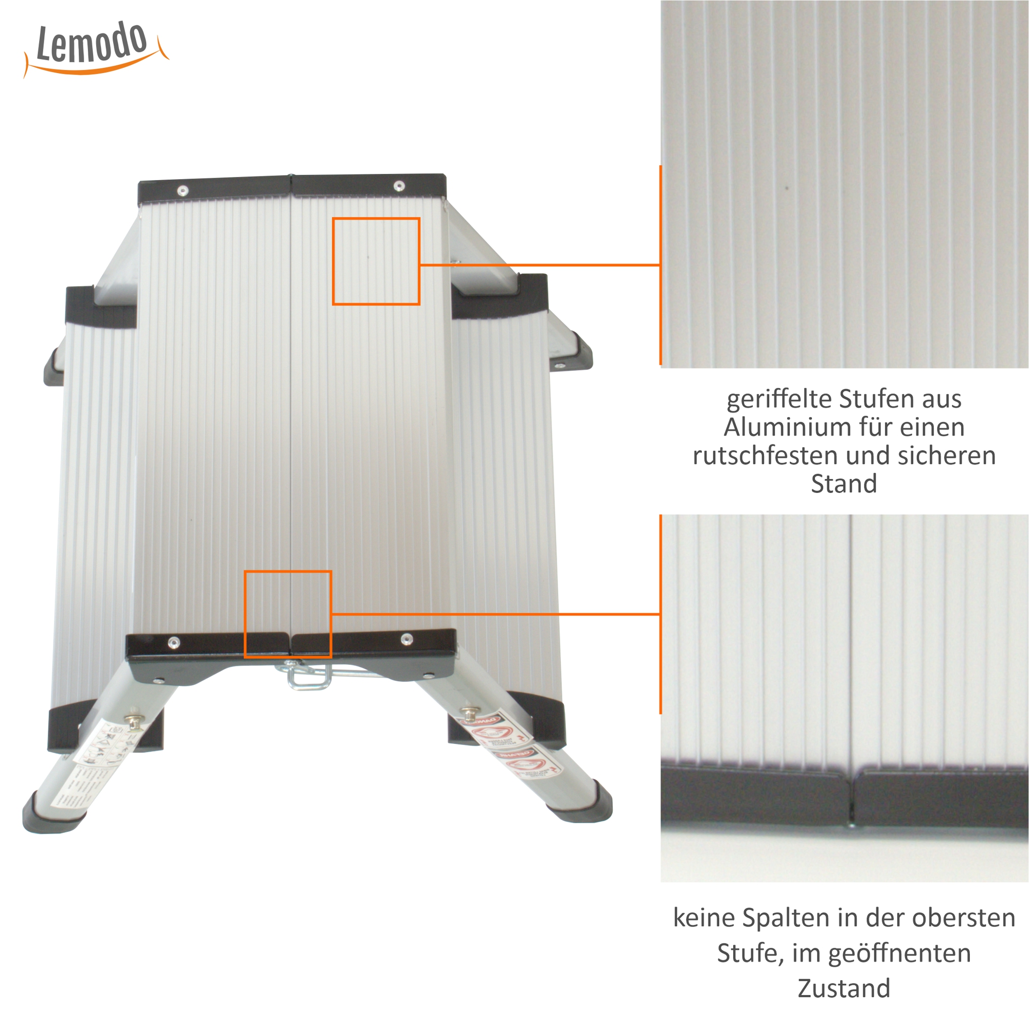 Klappbare Leiter 2 Stufen, Trittleiter aus Aluminium, Treppenleiter bis 150kg belastbar NA147 Klappbare Leiter 2 Stufen, Trittleiter aus Aluminium, Treppenleiter bis 150kg belastbar NA147