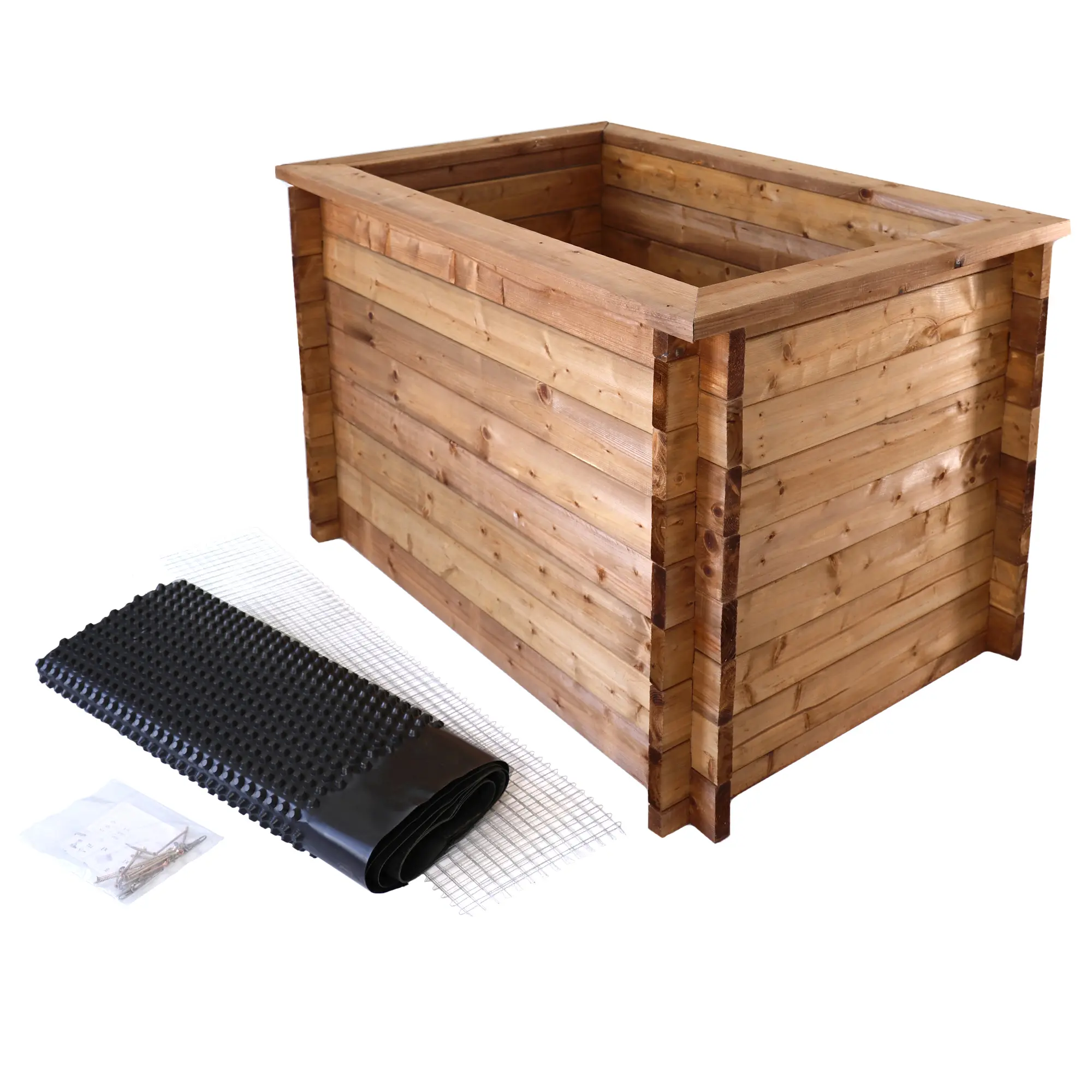 Massives Hochbeet aus Holz, 145 cm lang, Frühbeet als Set mit Noppenfolie und Nagerschutzgitter NA112_B Massives Hochbeet aus Holz, 145 cm lang, Frühbeet als Set mit Noppenfolie und Nagerschutzgitter NA112_B