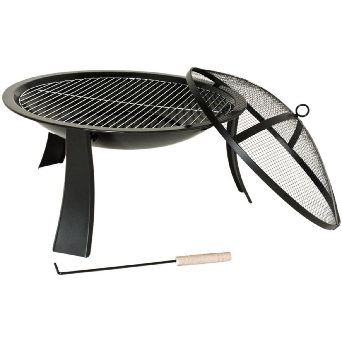 Feuerschale mit Deckel gegen Funkenflug, Stahl, schwarz HI-504457 Feuerschale mit Deckel gegen Funkenflug, Stahl, schwarz HI-504457