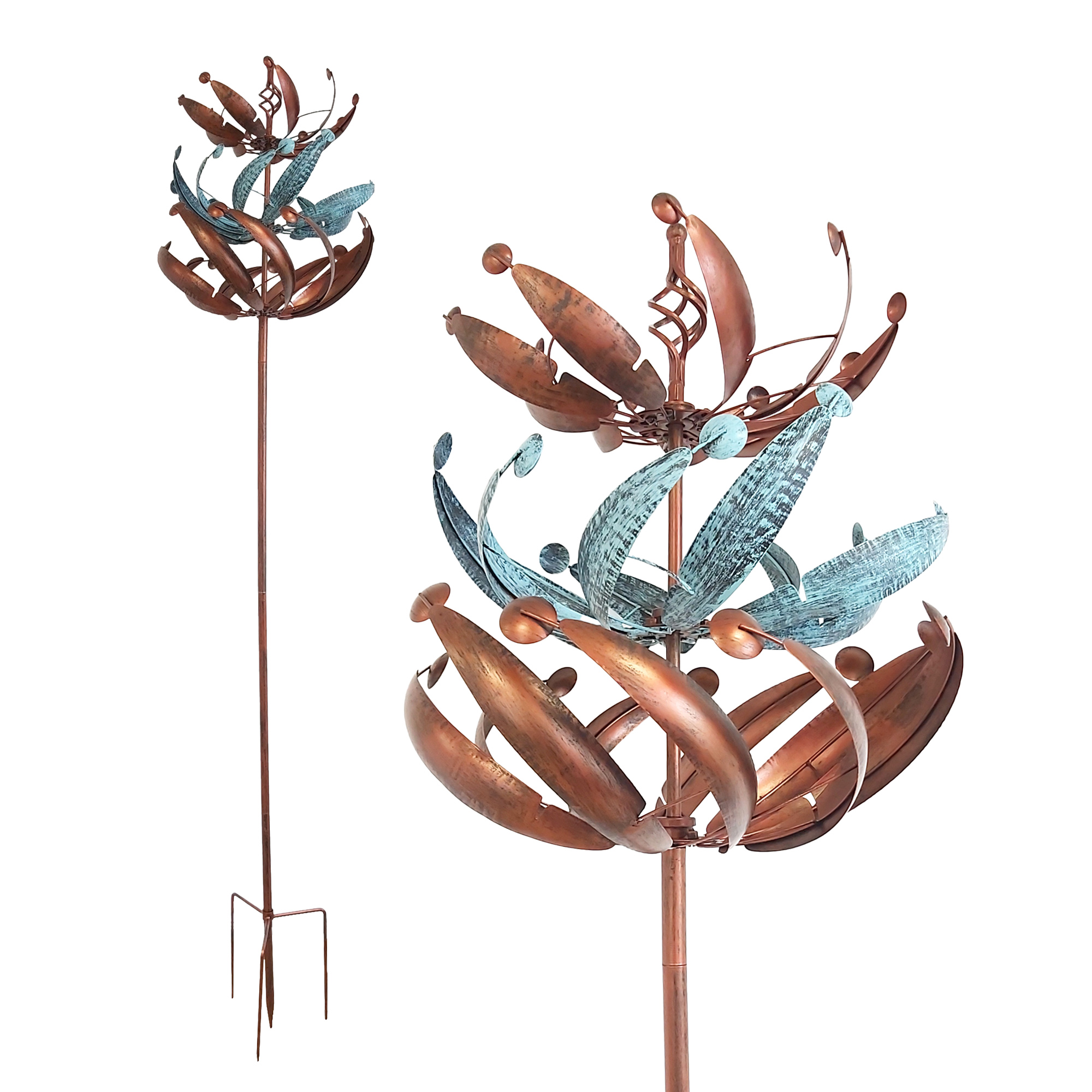 Windrad mit 3 gegenläufigen Rotoren, bronze, Gartendeko, 221 cm hoch NA200 Windrad mit 3 gegenläufigen Rotoren, bronze, Gartendeko, 221 cm hoch NA200