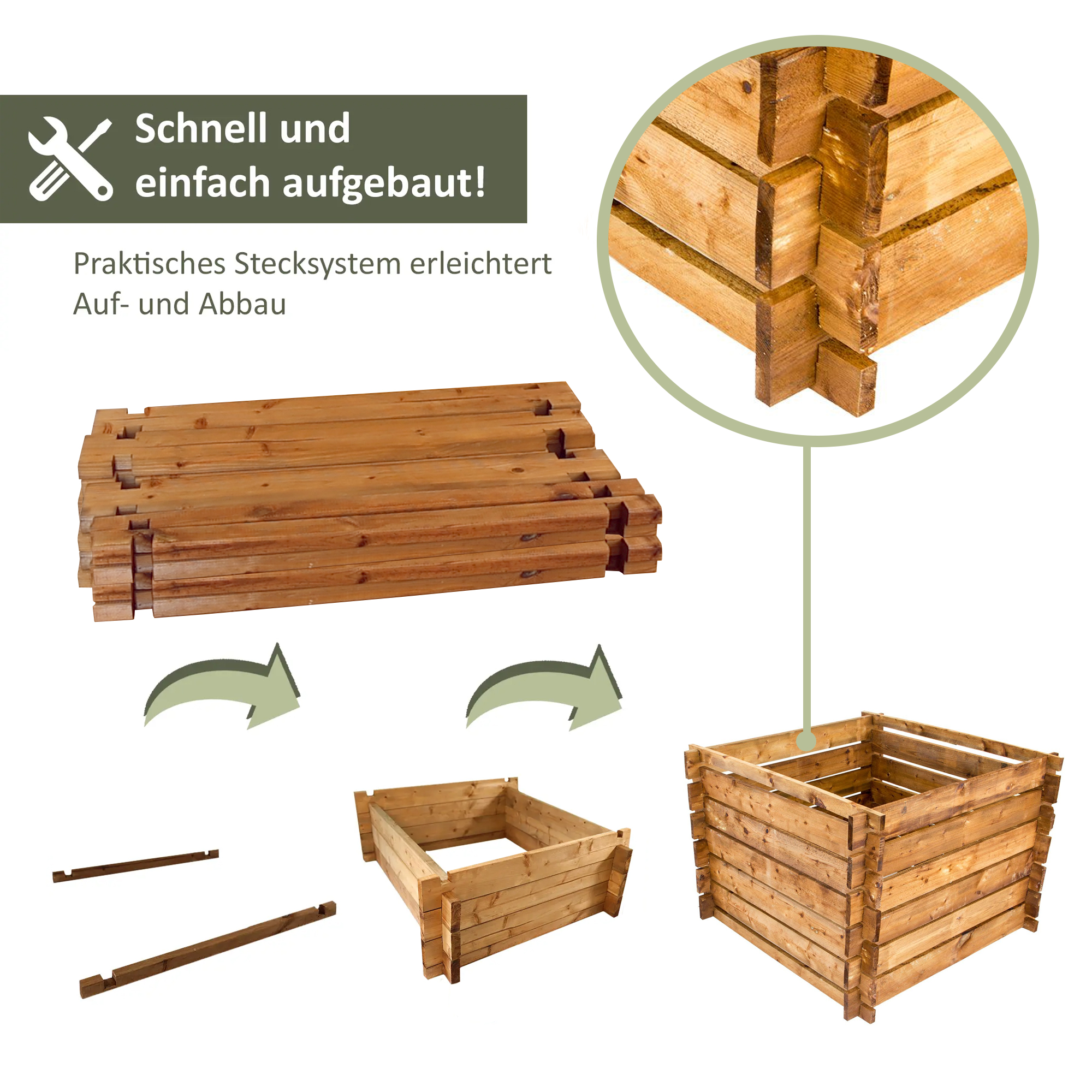 Komposter 100 x 100 x 65 cm, braun, Holzkomposter Stecksystem NA120_B Komposter 100 x 100 x 65 cm, braun, Holzkomposter Stecksystem NA120_B