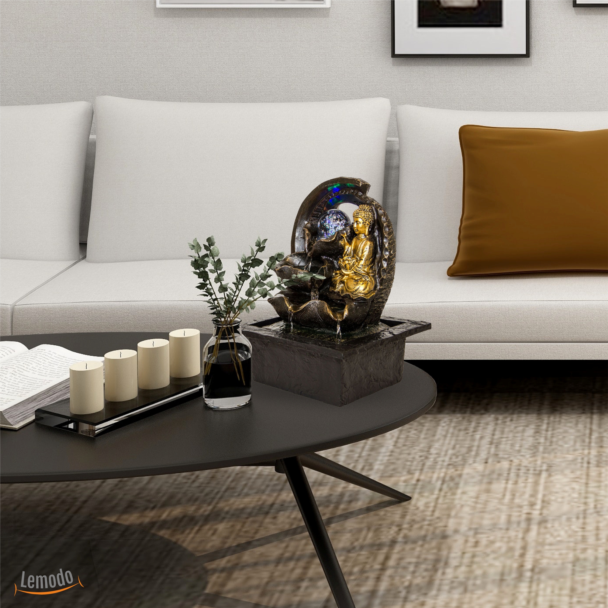 Zimmerbrunnen mit Buddha Gyan und LED Beleuchtung, Feng Shui Dekobrunnen für die Wohnung und Büro NA091 Zimmerbrunnen mit Buddha Gyan und LED Beleuchtung, Feng Shui Dekobrunnen für die Wohnung und Büro NA091